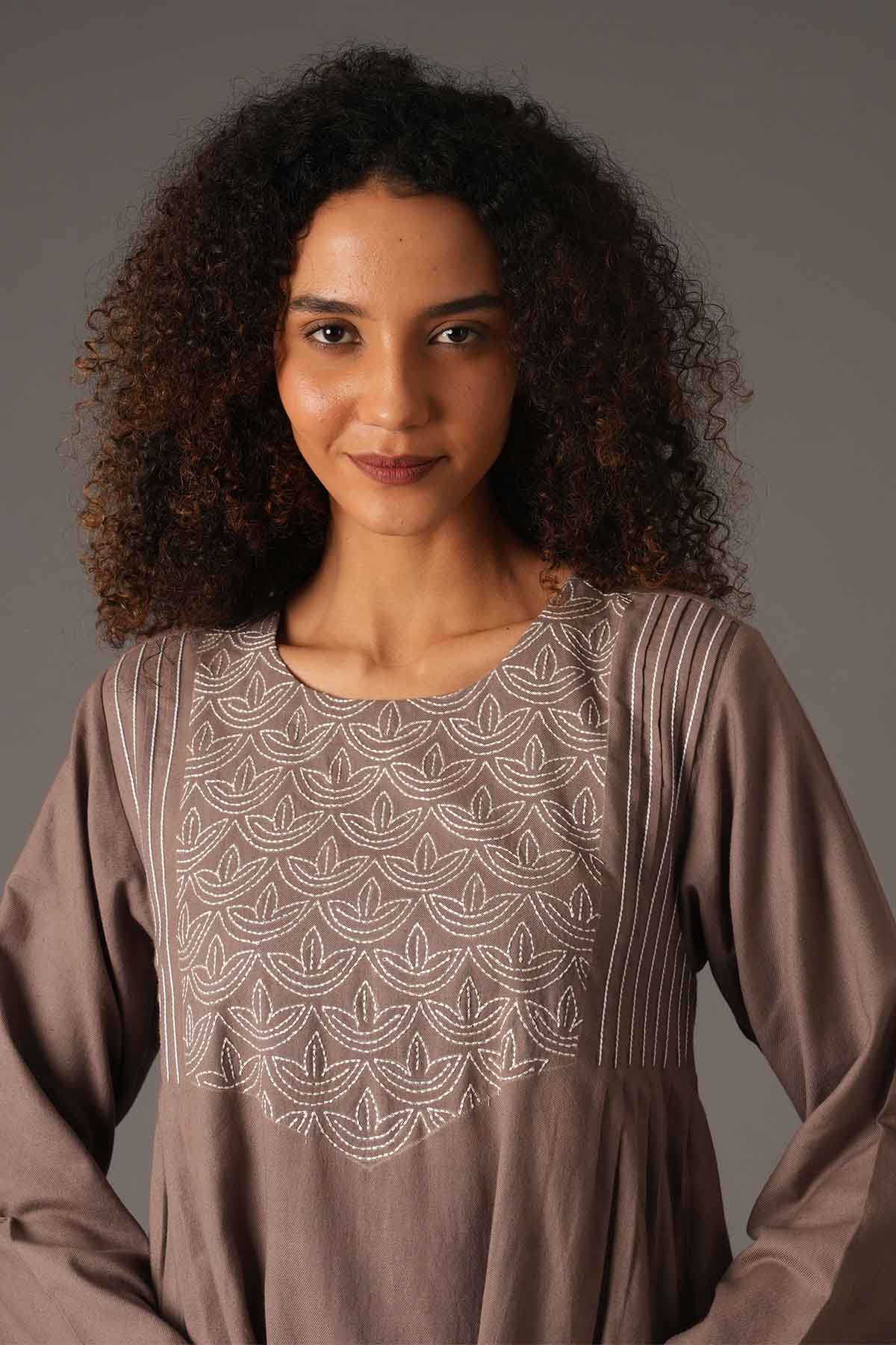 Greige Embroidered Kurta & Pants