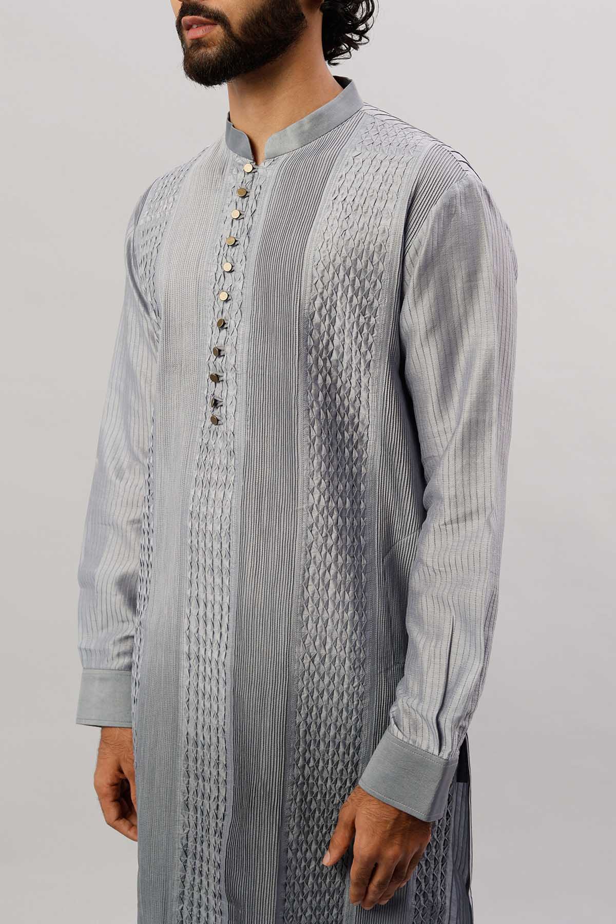 Grey Chanderi Silk Kurta Set