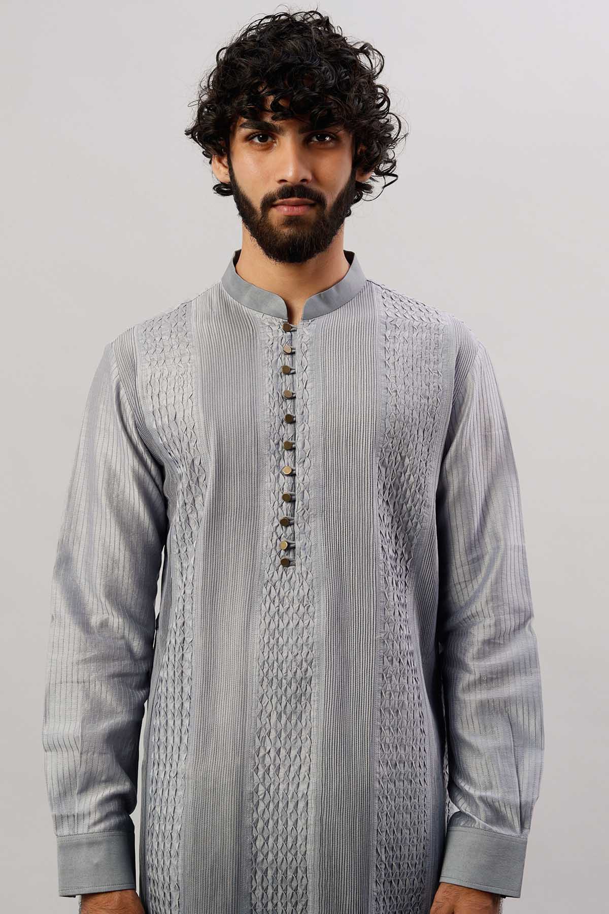 Grey Chanderi Silk Kurta Set