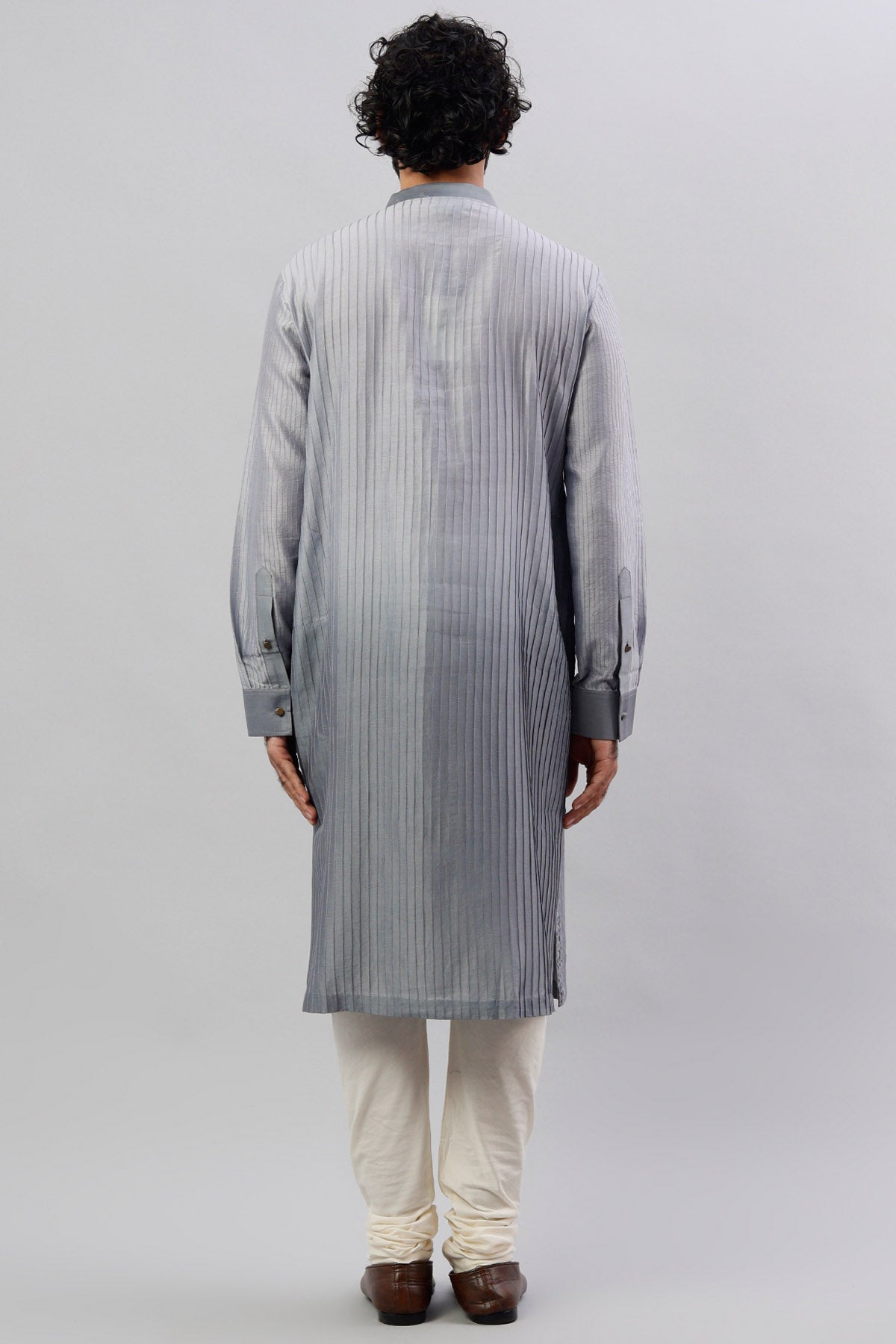 Grey Chanderi Silk Kurta Set