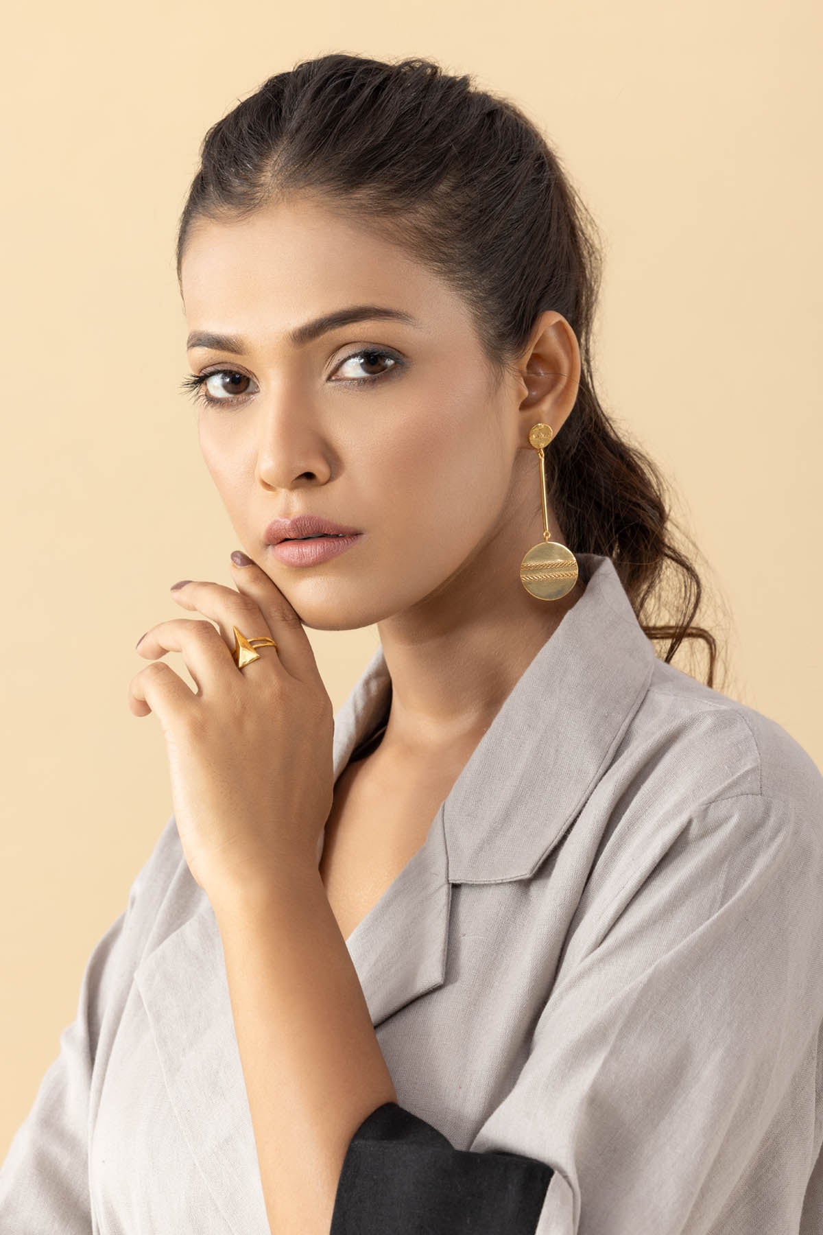 Grey Cotton Blazer Set