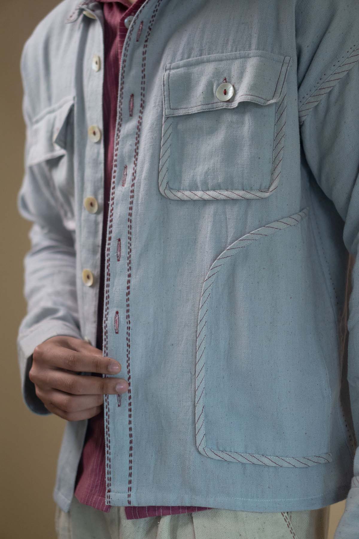 Grey Cotton Jacket Co-ord Set