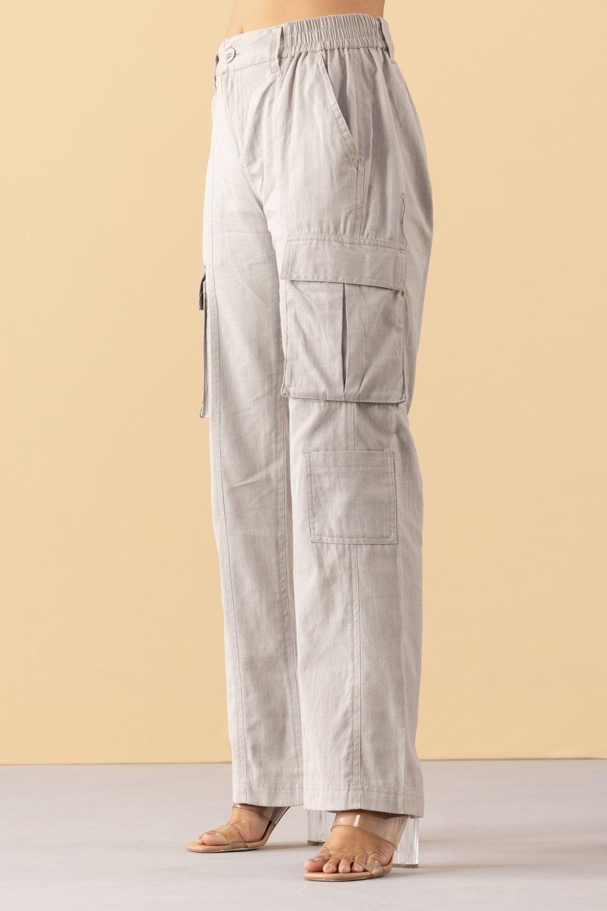 Buy Markkah Studio Grey Cotton Cargo Pants for Women Online at ScrollnShops