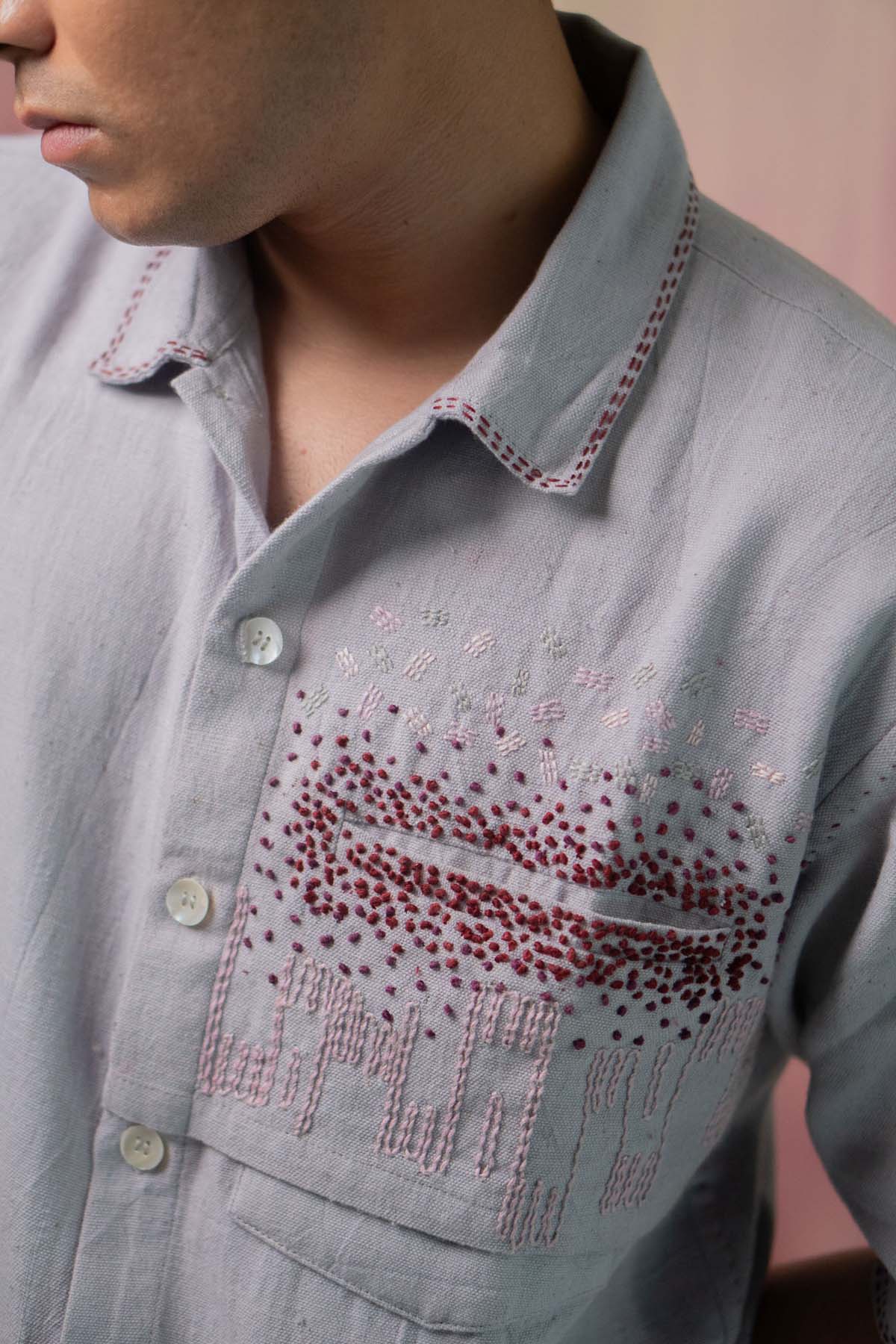 Grey Extra Flap Cotton Shirt