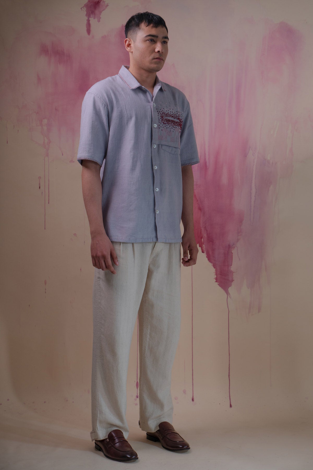 Grey Extra Flap Cotton Shirt