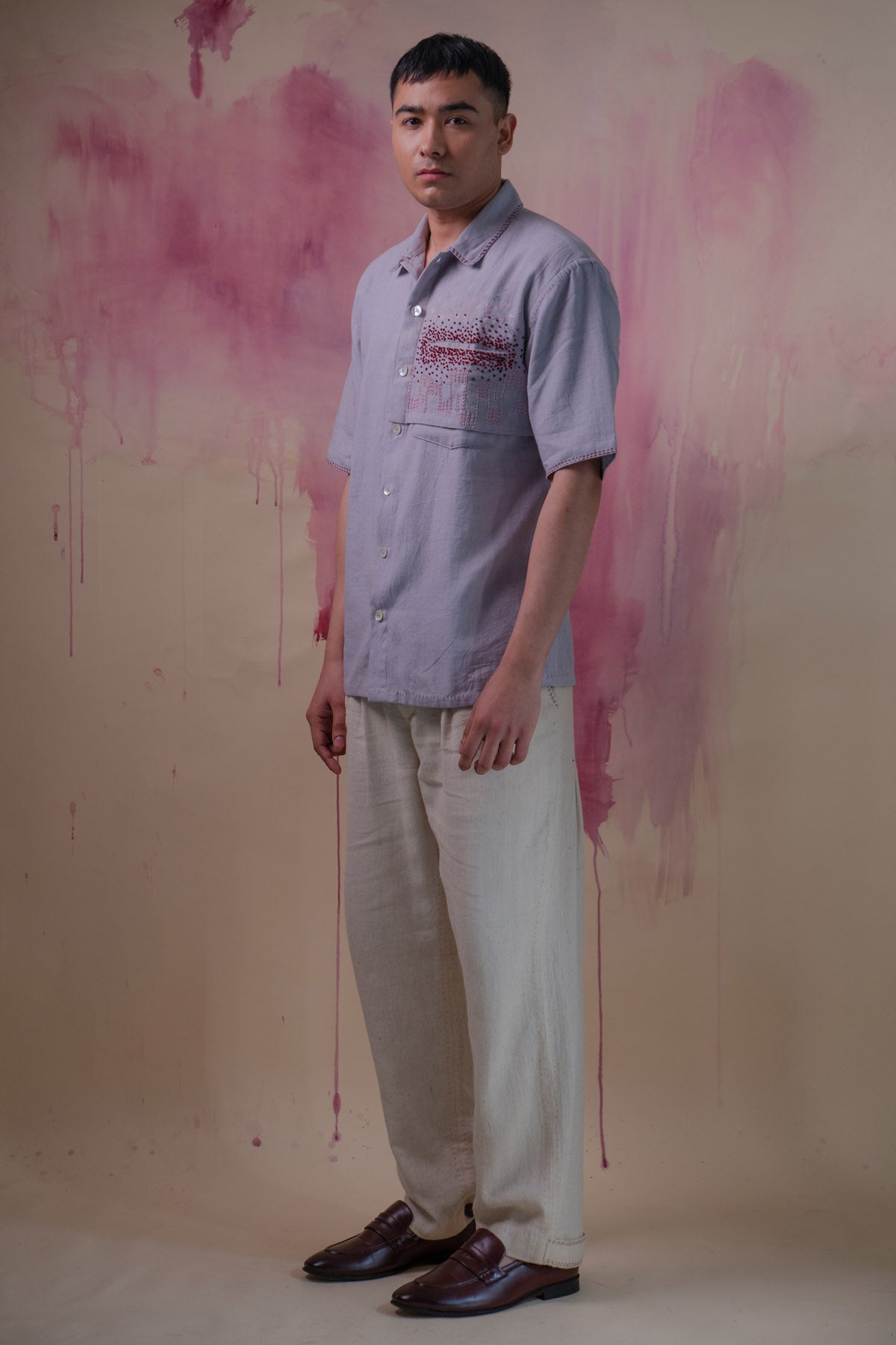 Grey Extra Flap Cotton Shirt