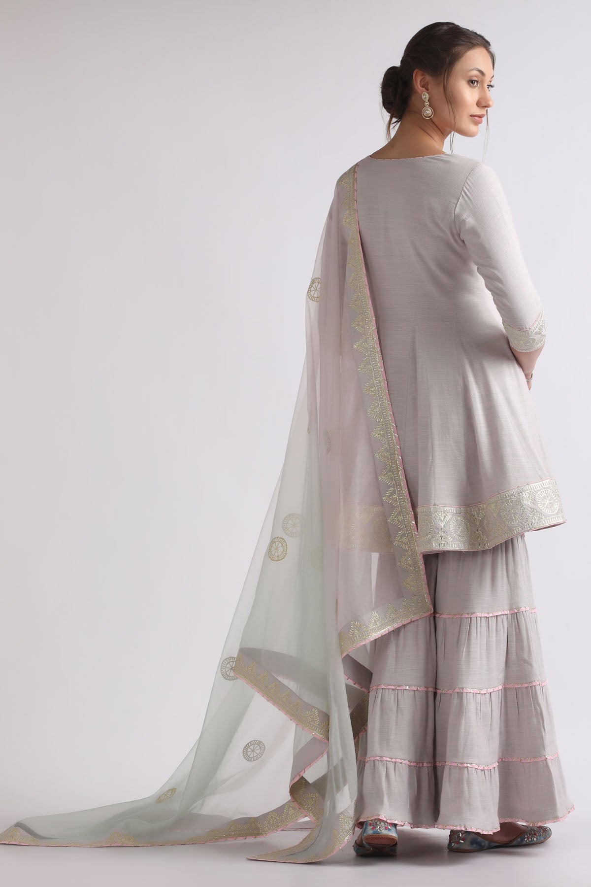 Grey Gota Embroidered Kurta Set