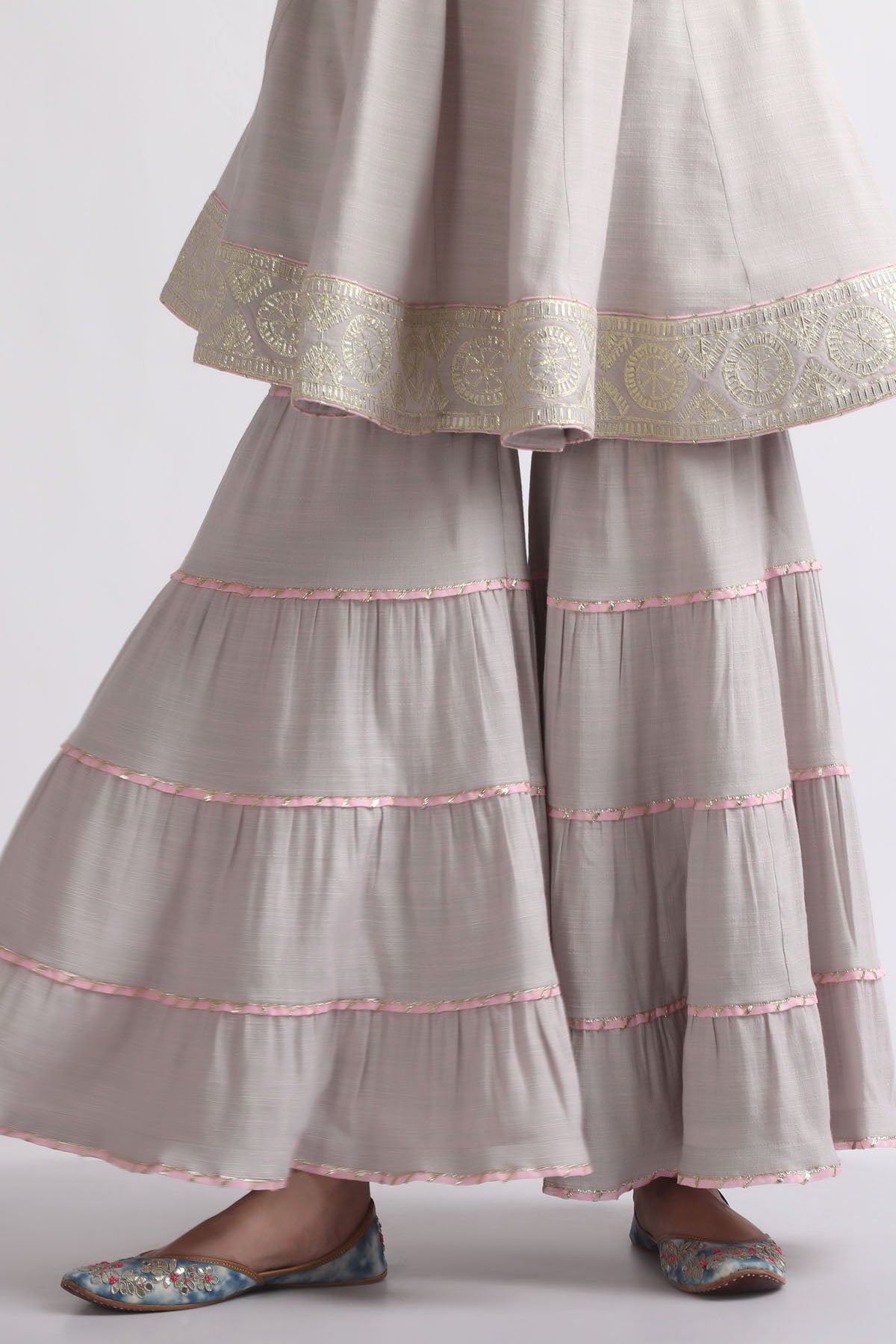 Grey Gota Embroidered Kurta Set