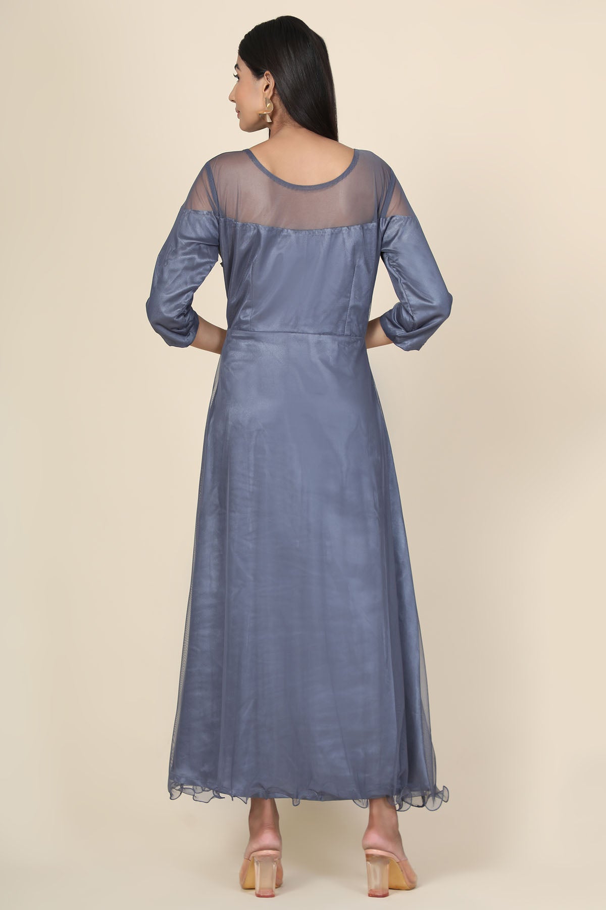 Grey Pleat Draped Gown
