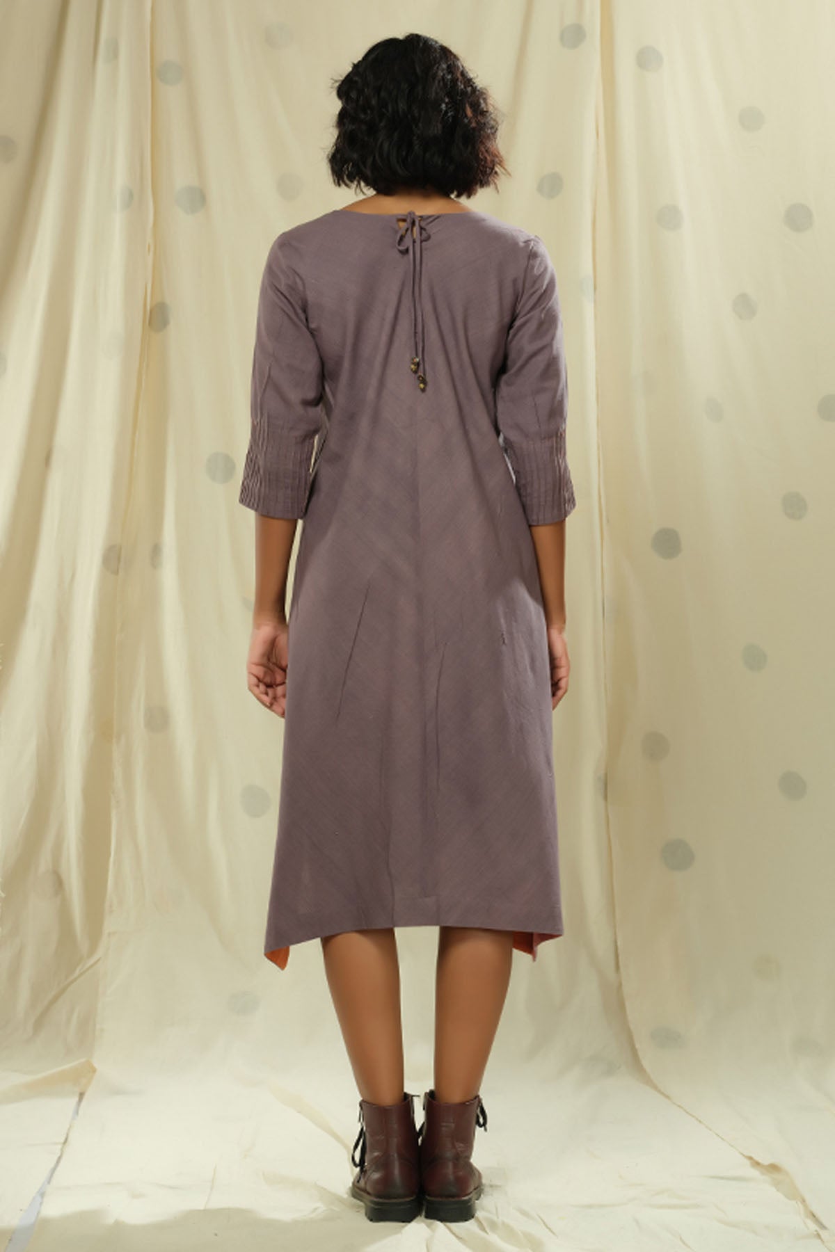 Grey Polka Dot Khadi Dress