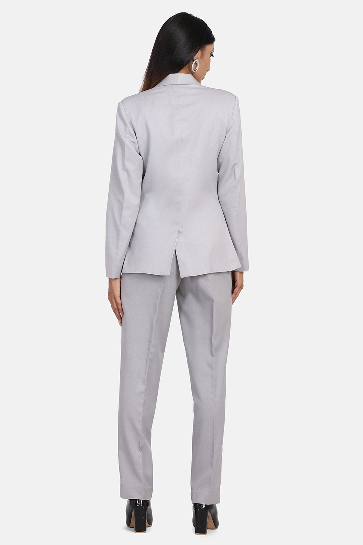 Grey Poly Cotton Pant Suit