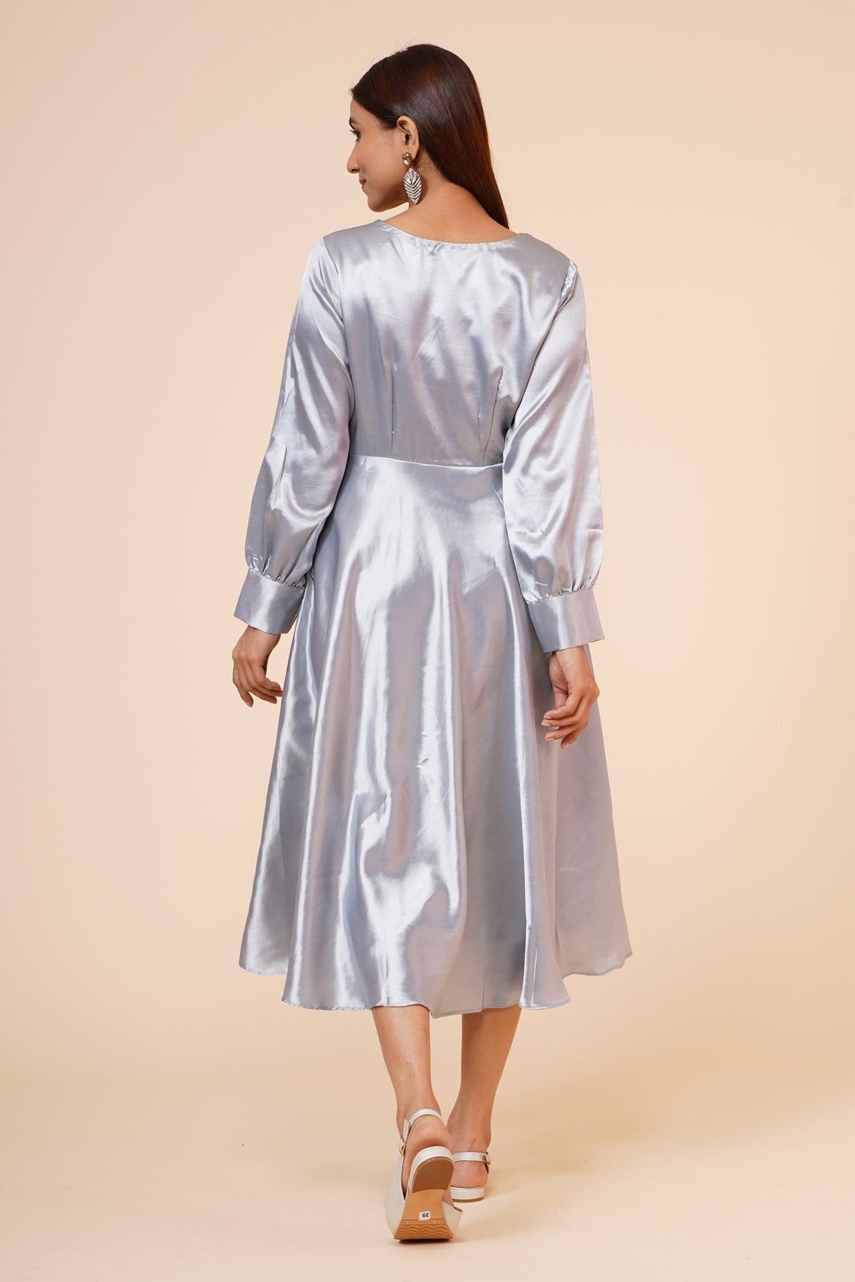 Grey Ribbon Drape Dress