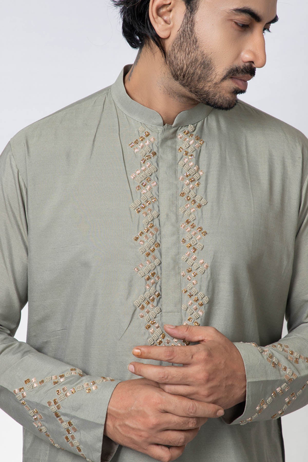 Grey Zardozi Kurta Set
