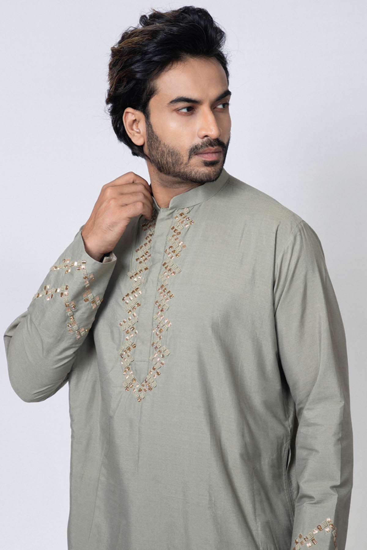 Grey Zardozi Kurta Set