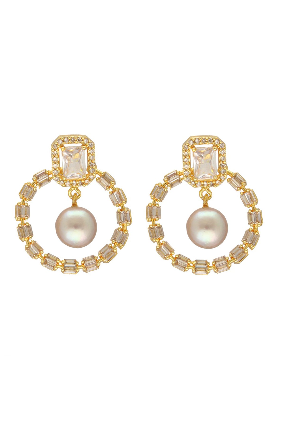 Grey Alloy Pearl Cubic Earring