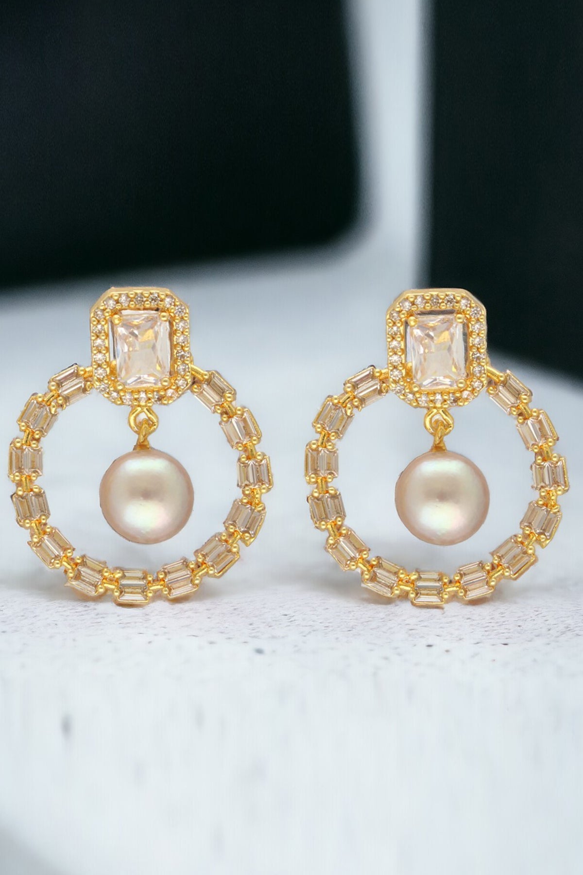 Buy Grey Alloy Pearl Cubic Earring for women by J Pearls online available at scrollnshops