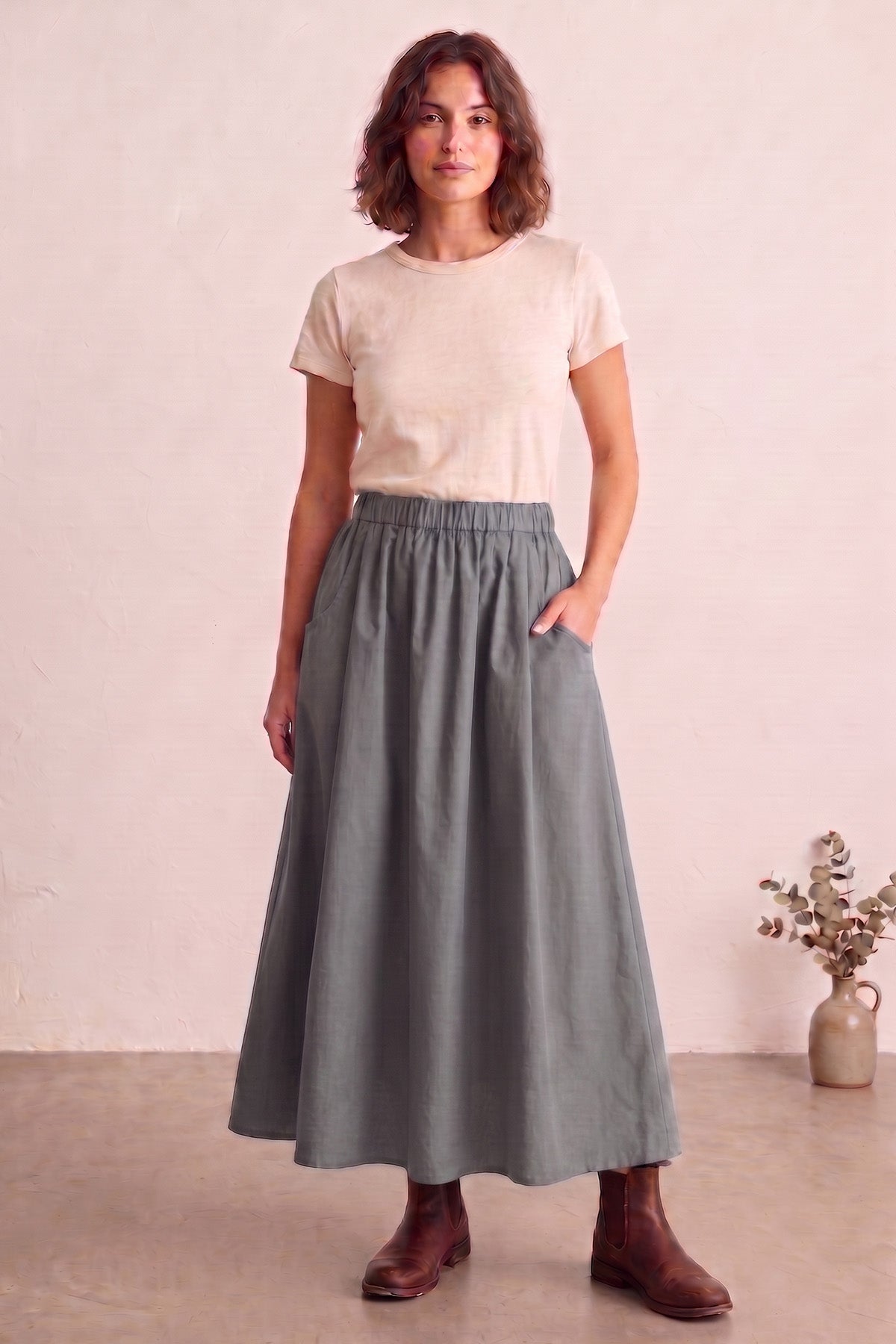 Buy Grey Ankle Length Flare Skirt for women by Sneha B online available at scrollnshops