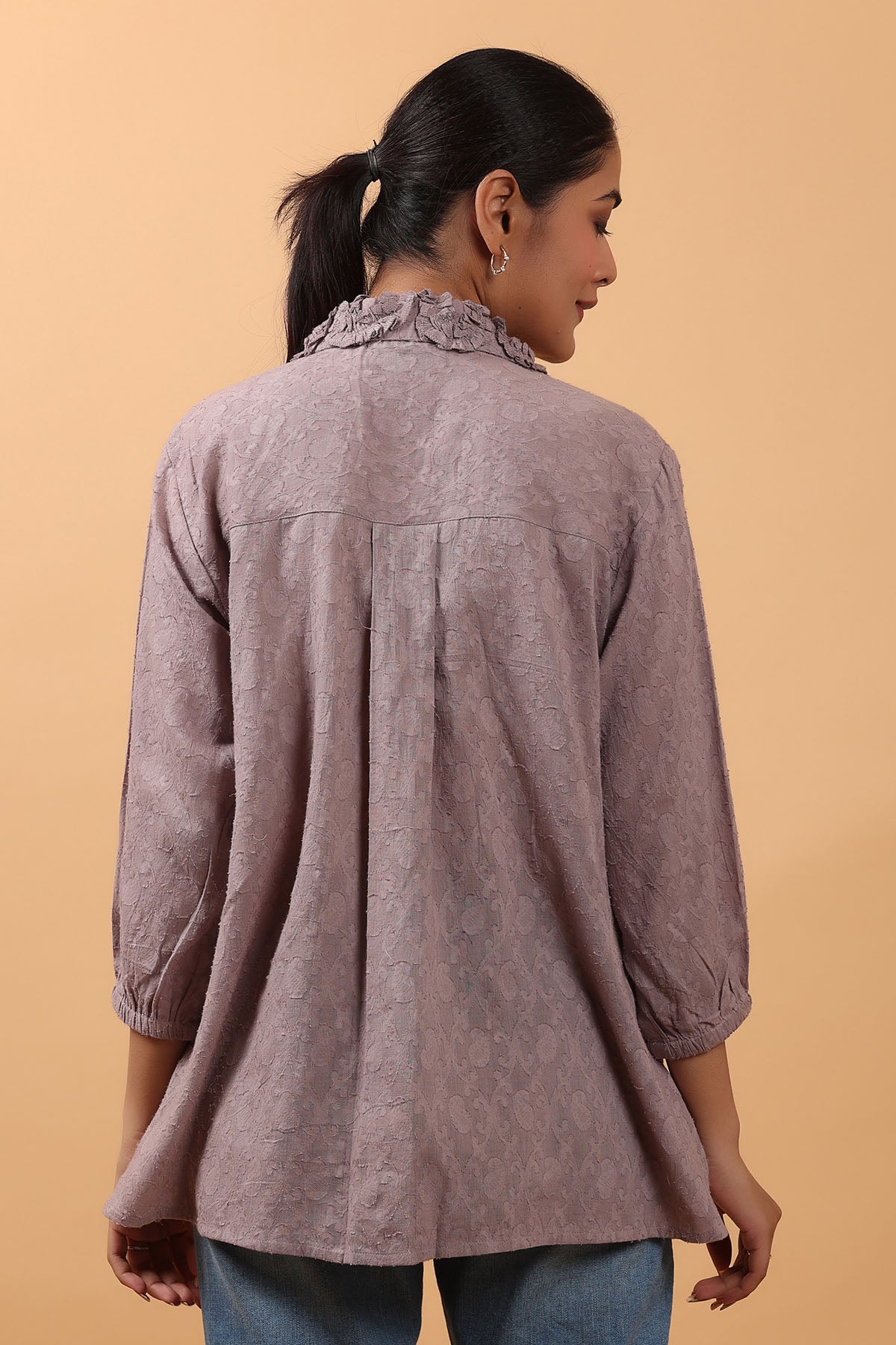 Grey Applique Embroidered Top