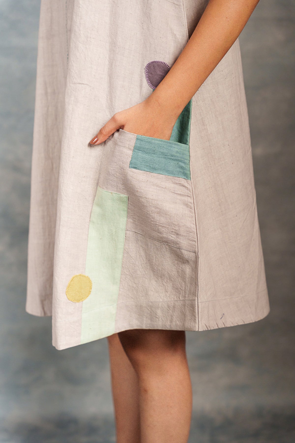 Grey Applique Work Mini Dress