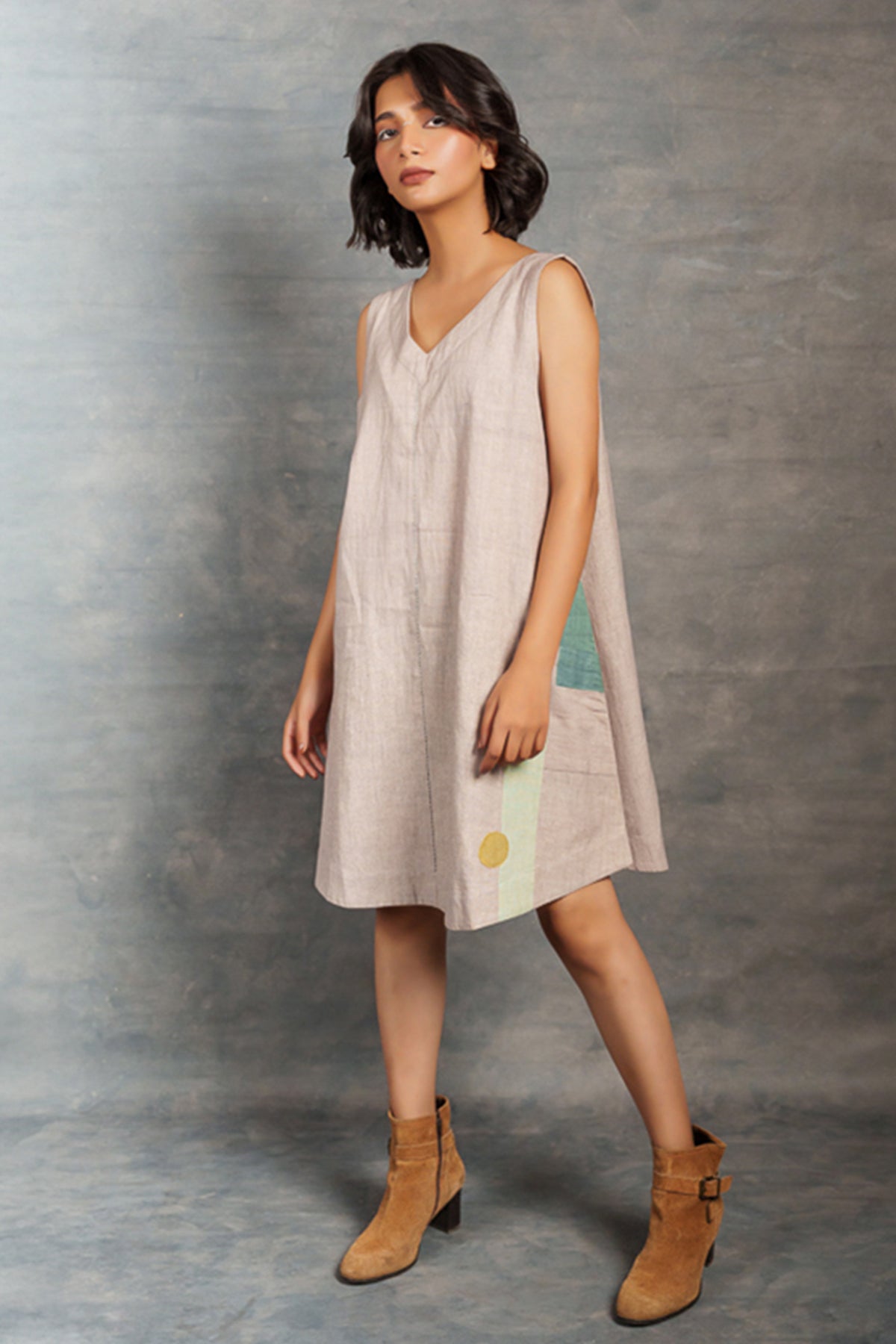 Buy Grey Applique Work Mini Dress by Thread Game for women online at ScrollnShops