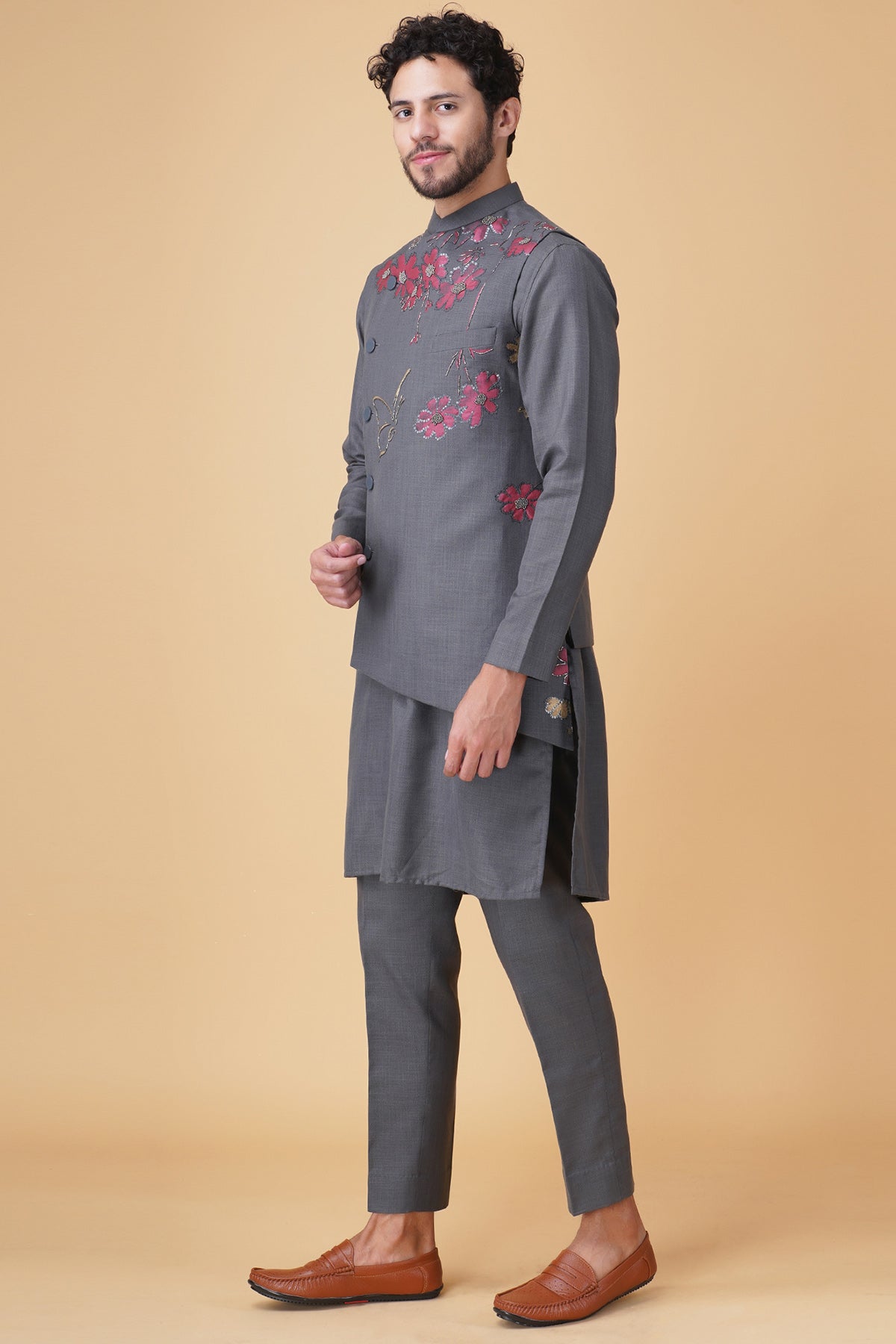 Grey Asymmetrical Bundi Set