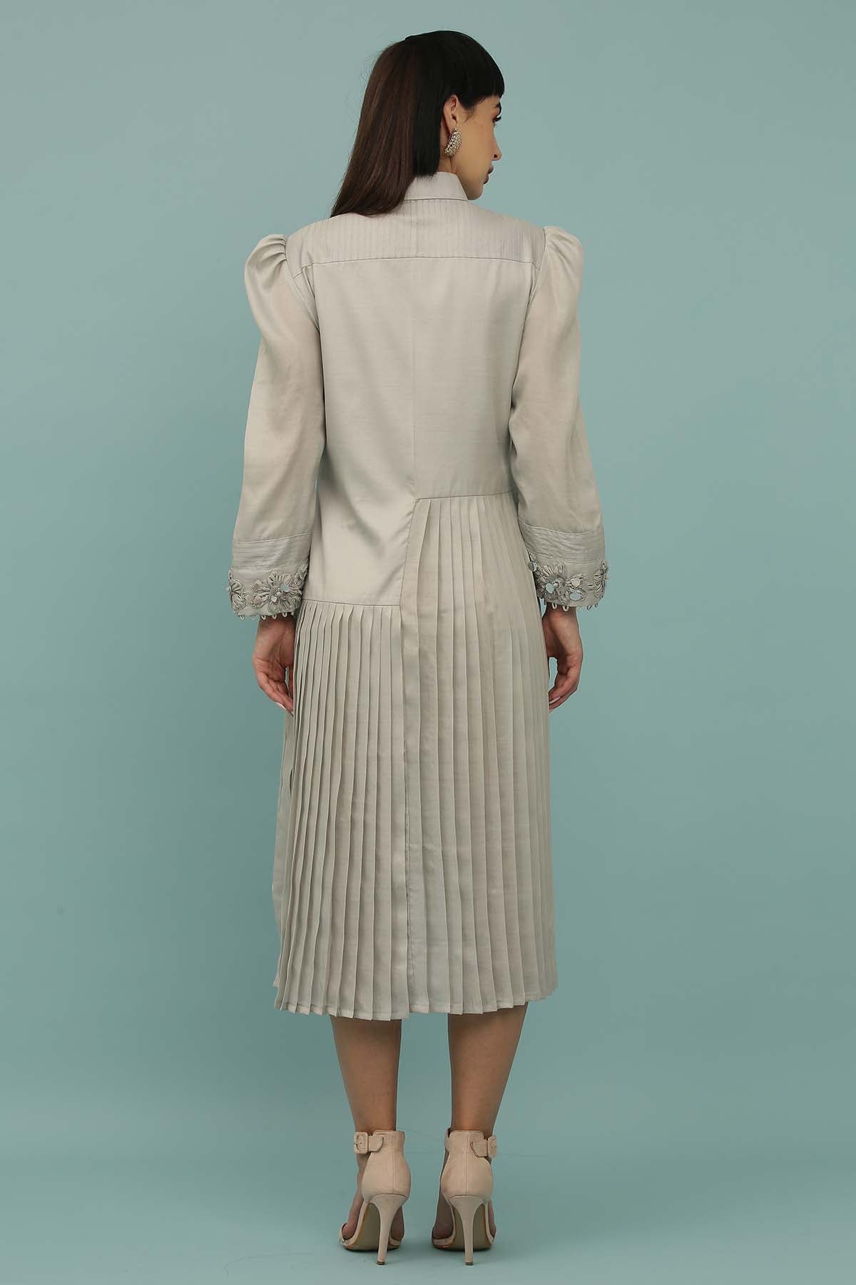 Grey Asymmetrical Shirt Dress