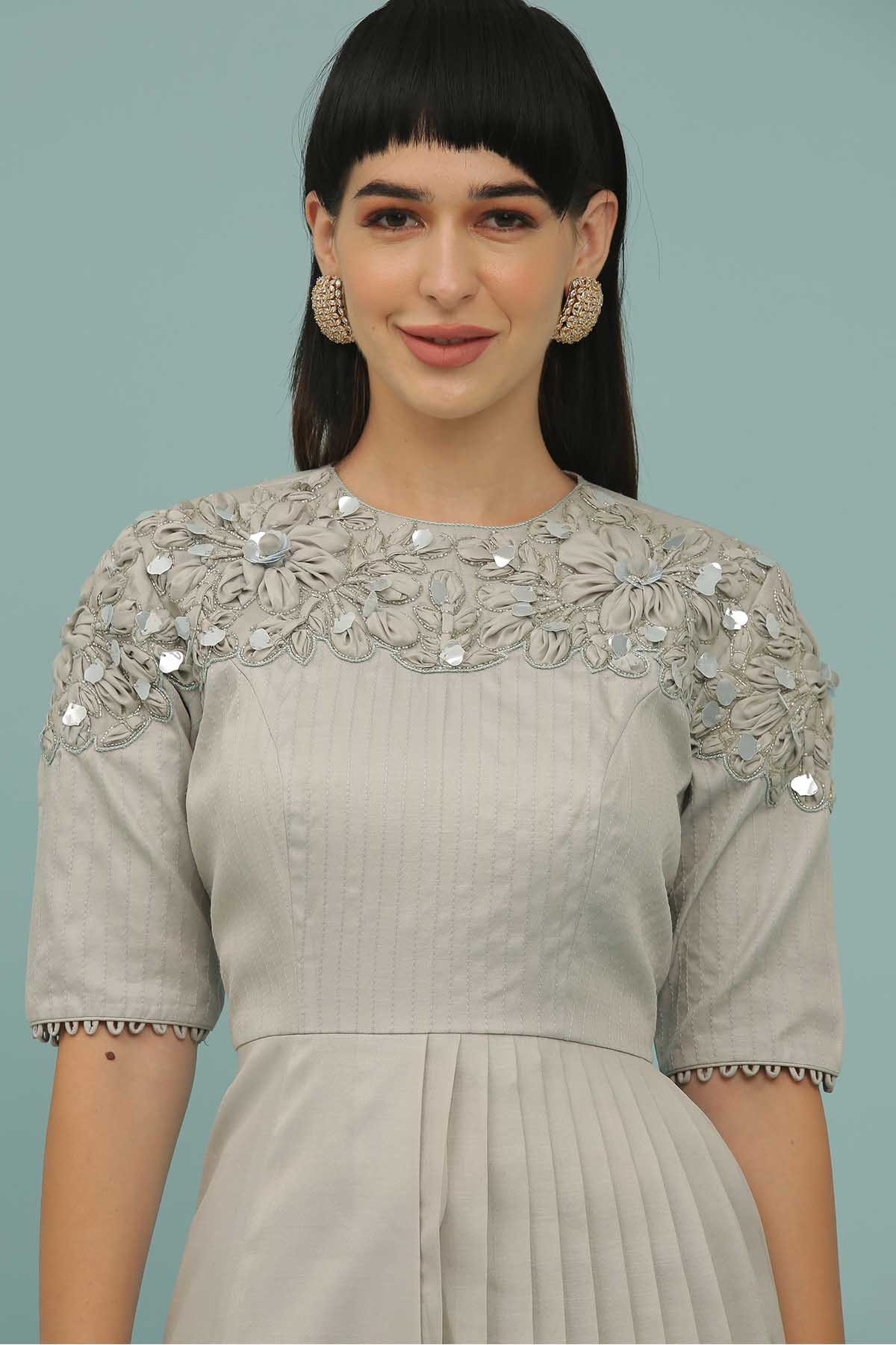 Grey Asymmetrical Top & Pants