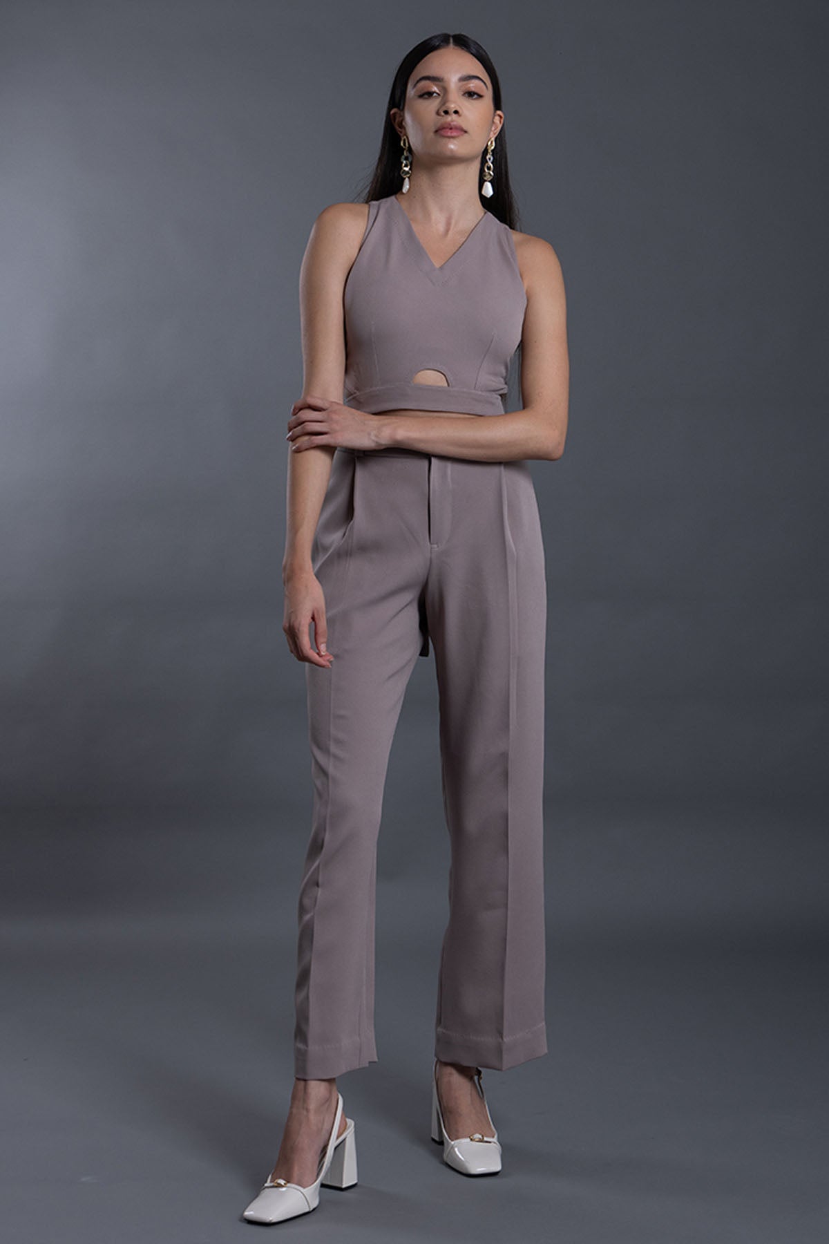 Grey Banana Crepe Co-ord Set