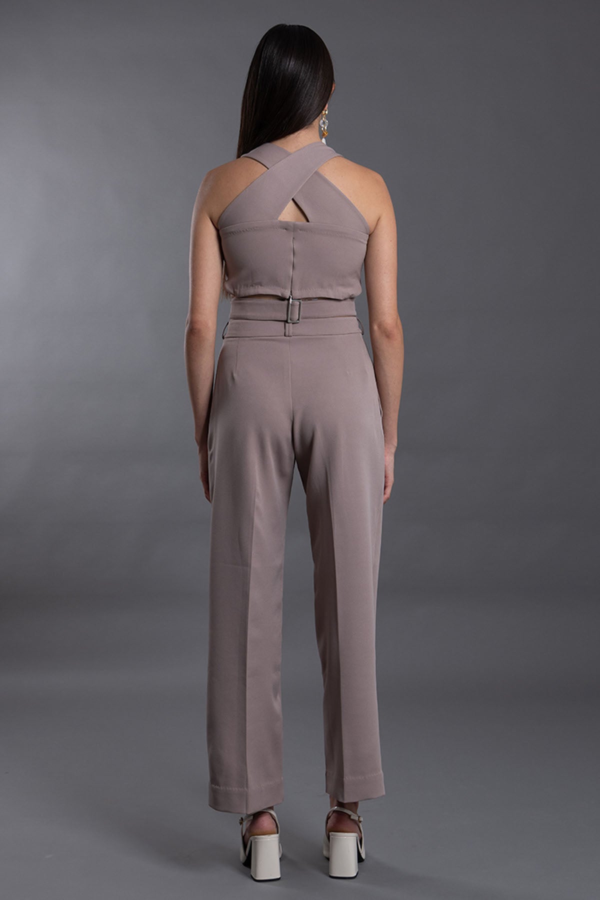 Grey Banana Crepe Co-ord Set