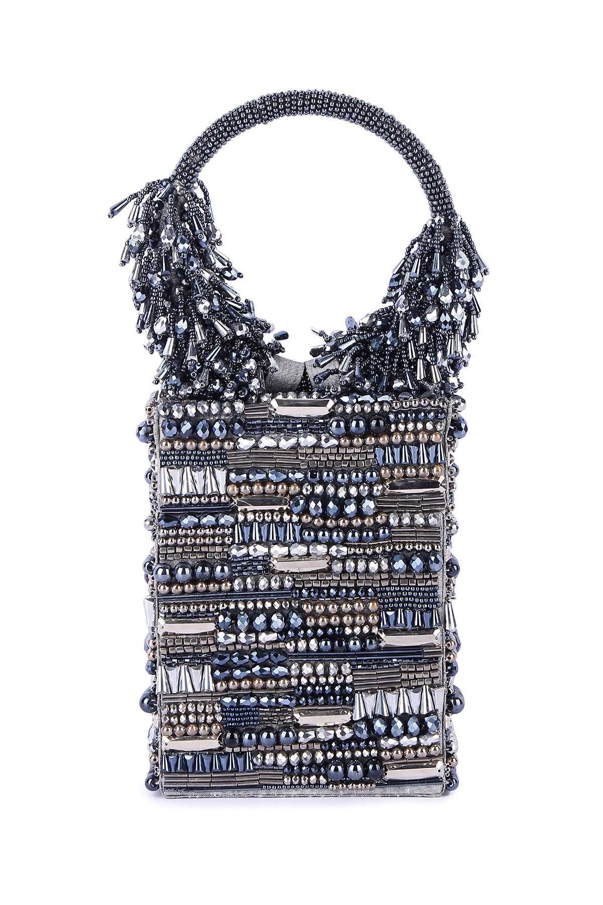 Buy Grey Beads Embroidered Clutch for women by the Purple sack online available at scrollnshops