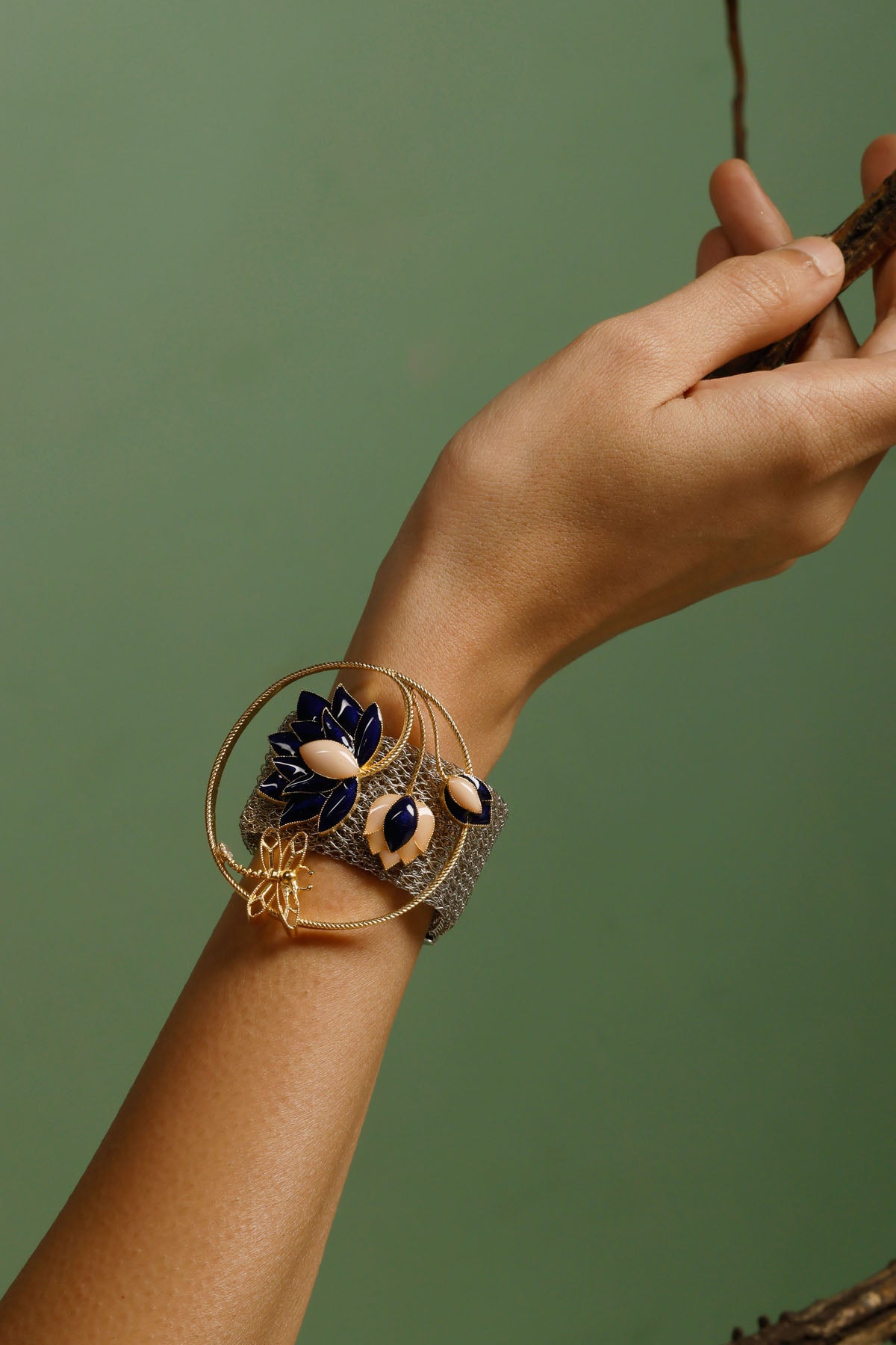 Grey & Blue Blossom Bracelet