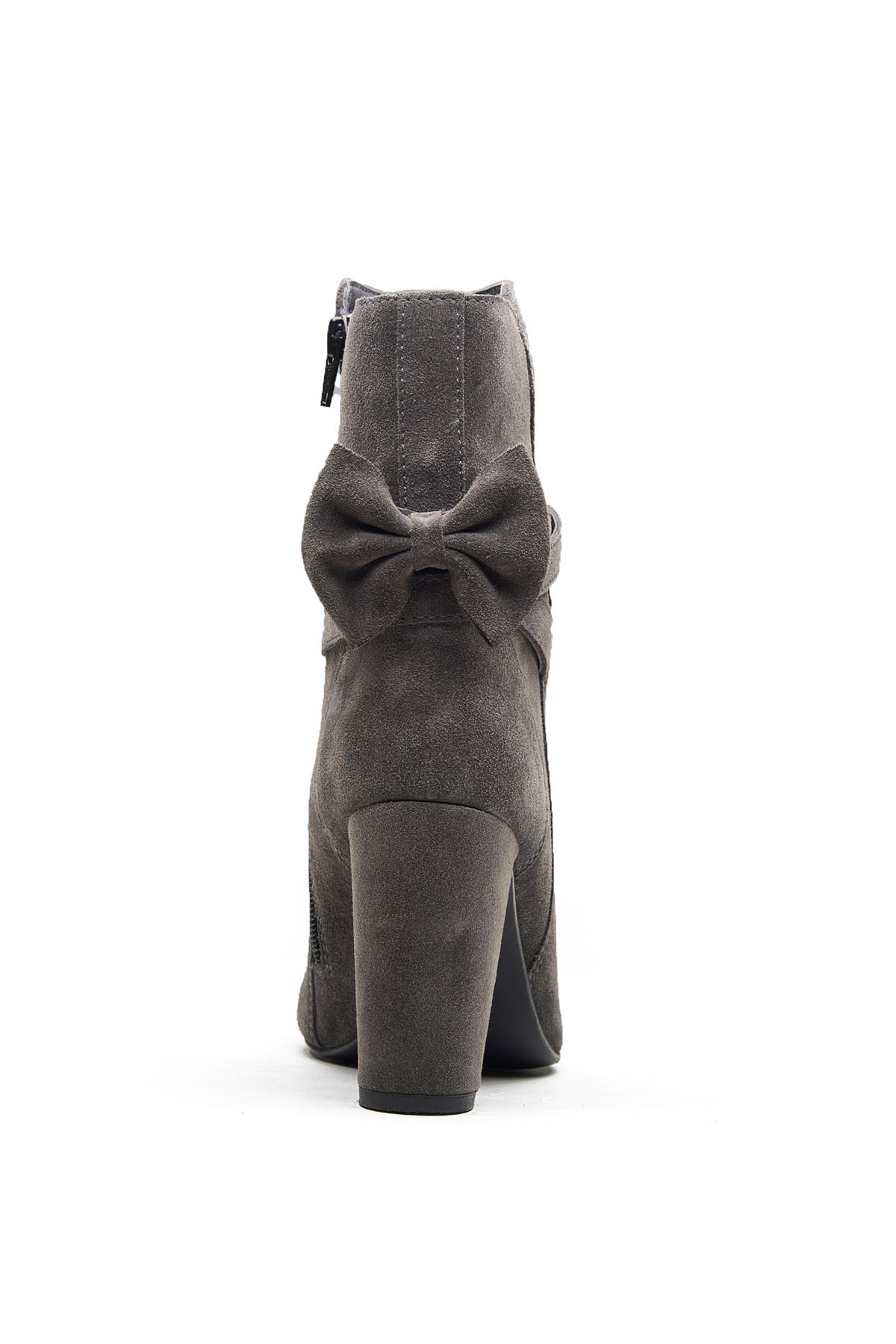 Grey Bow Detail Ankle Boots
