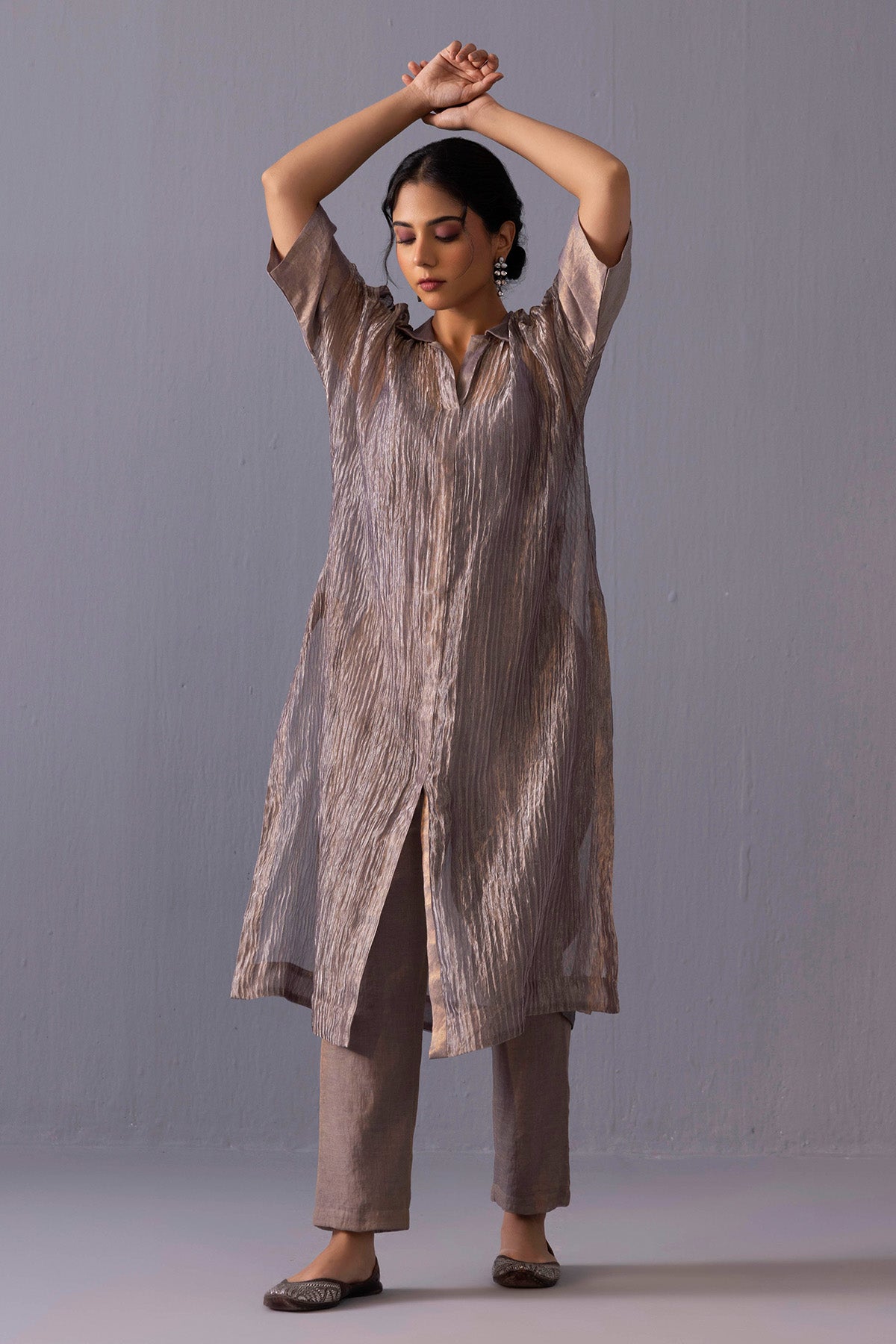 Grey Chanderi Kurta And Pants