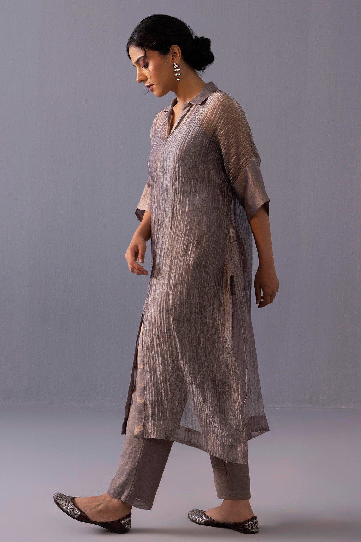 Grey Chanderi Kurta And Pants