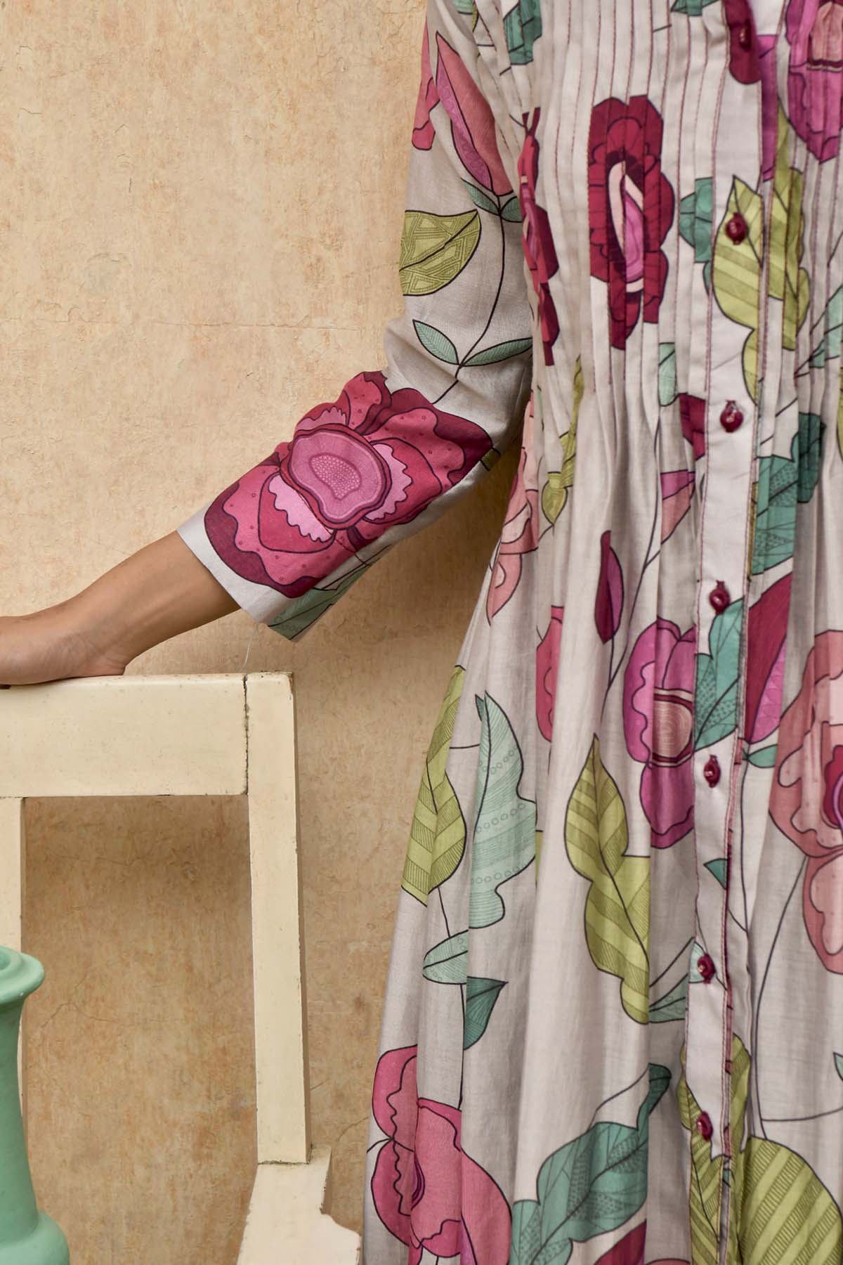 Grey Chanderi Silk Shirt Dress