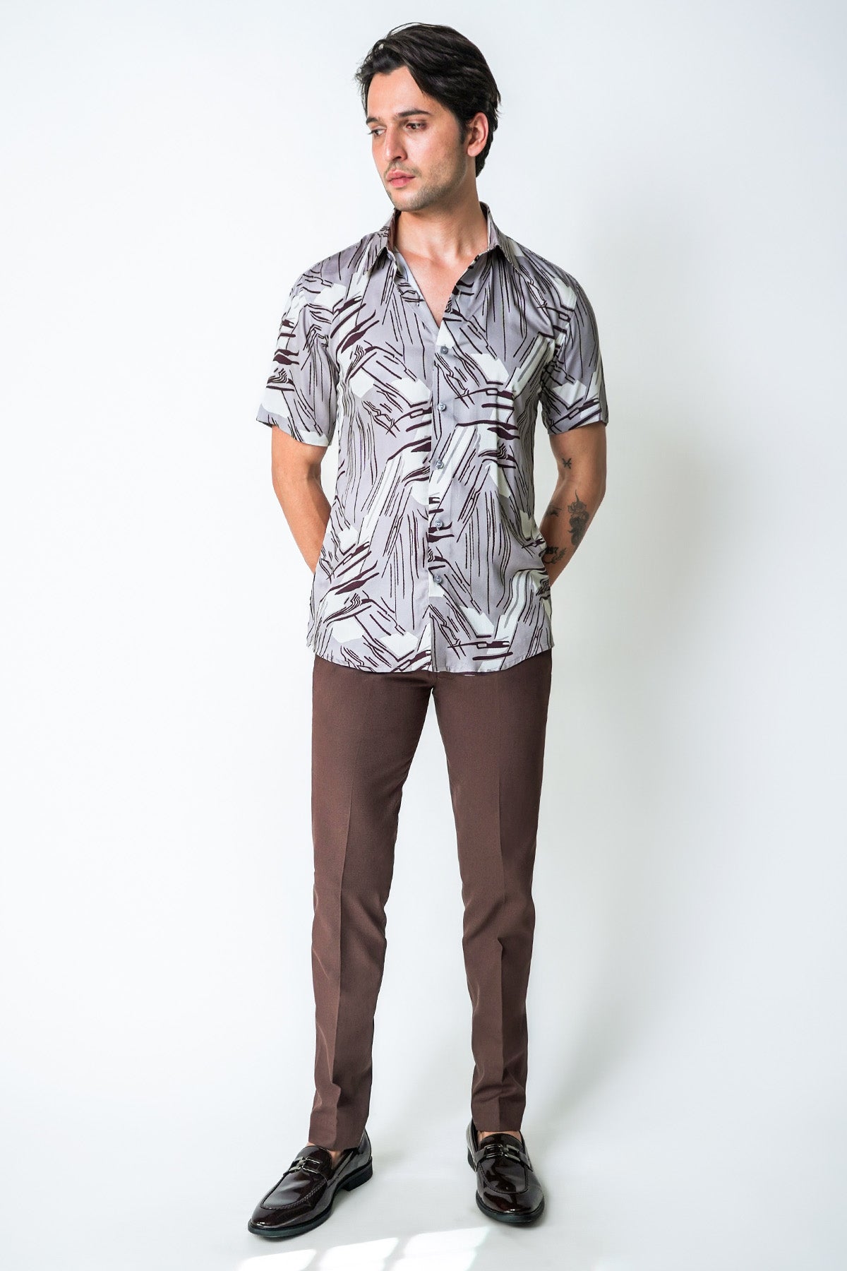 Grey Cotton Graphite Play Shirt