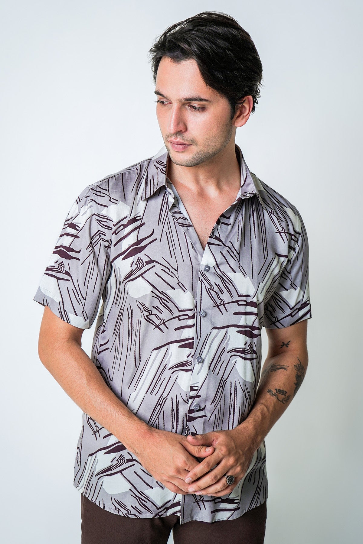 Buy Grey Cotton Graphite Play Shirt for men by House of Sheriff online available at scrollnshops