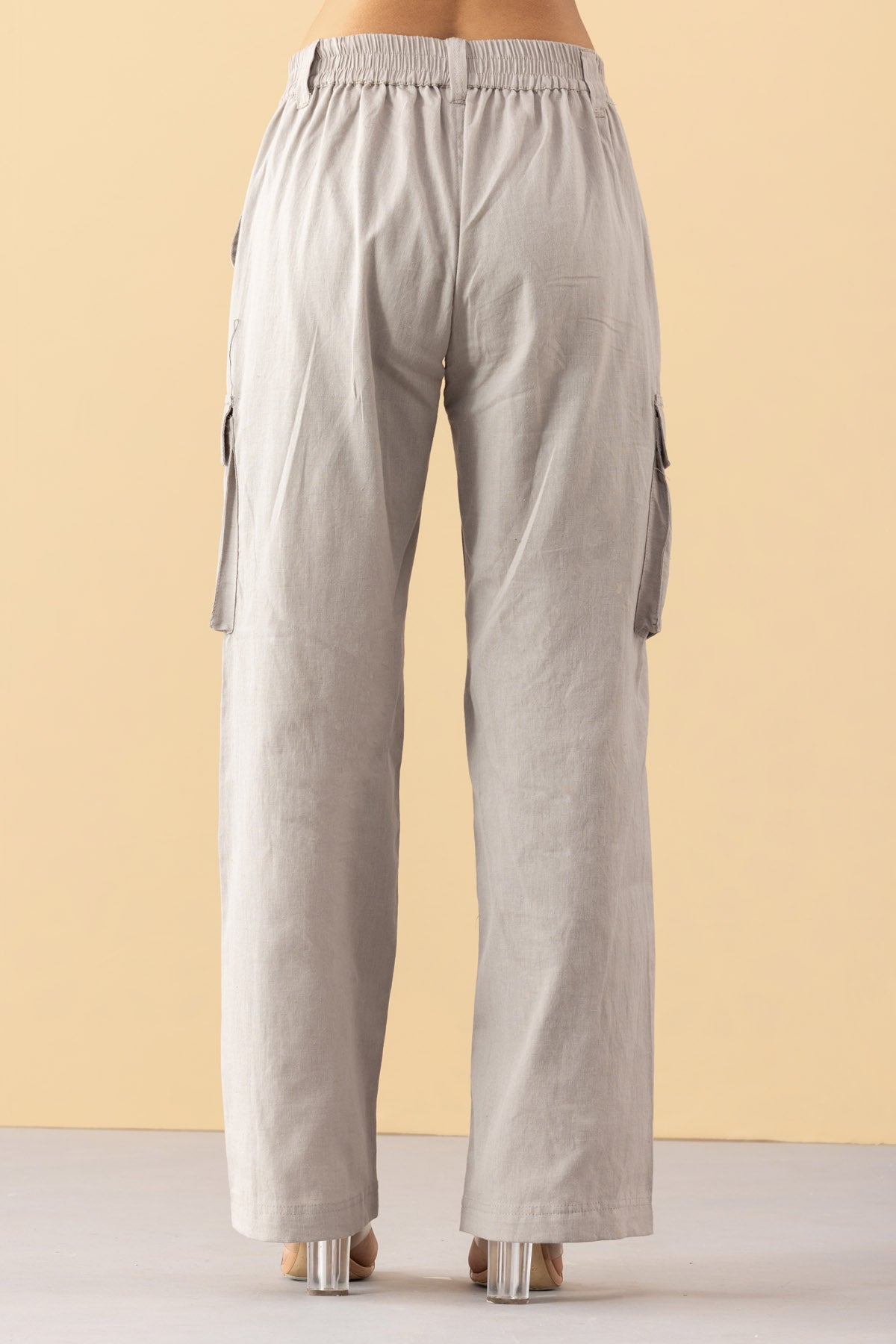 Grey Cotton Cargo Pants