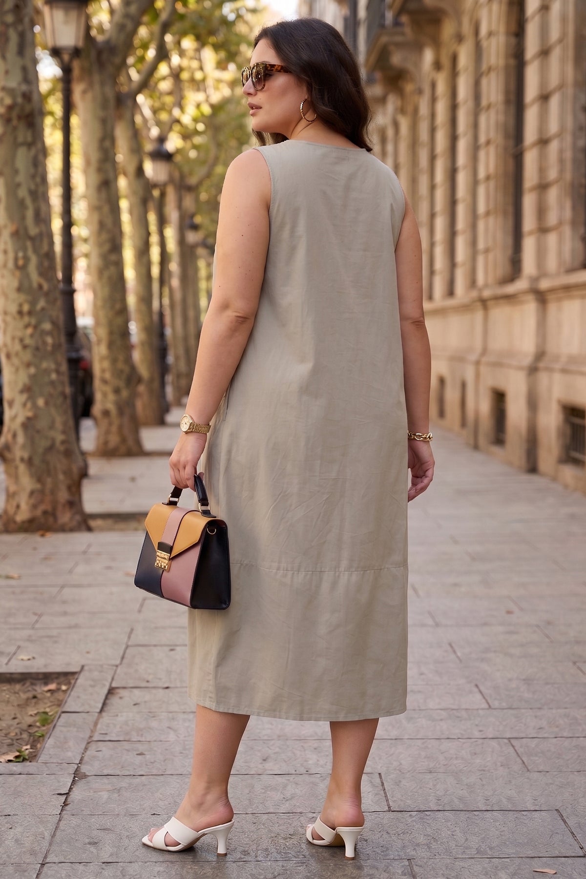 Grey Cotton Sleeveless Dress