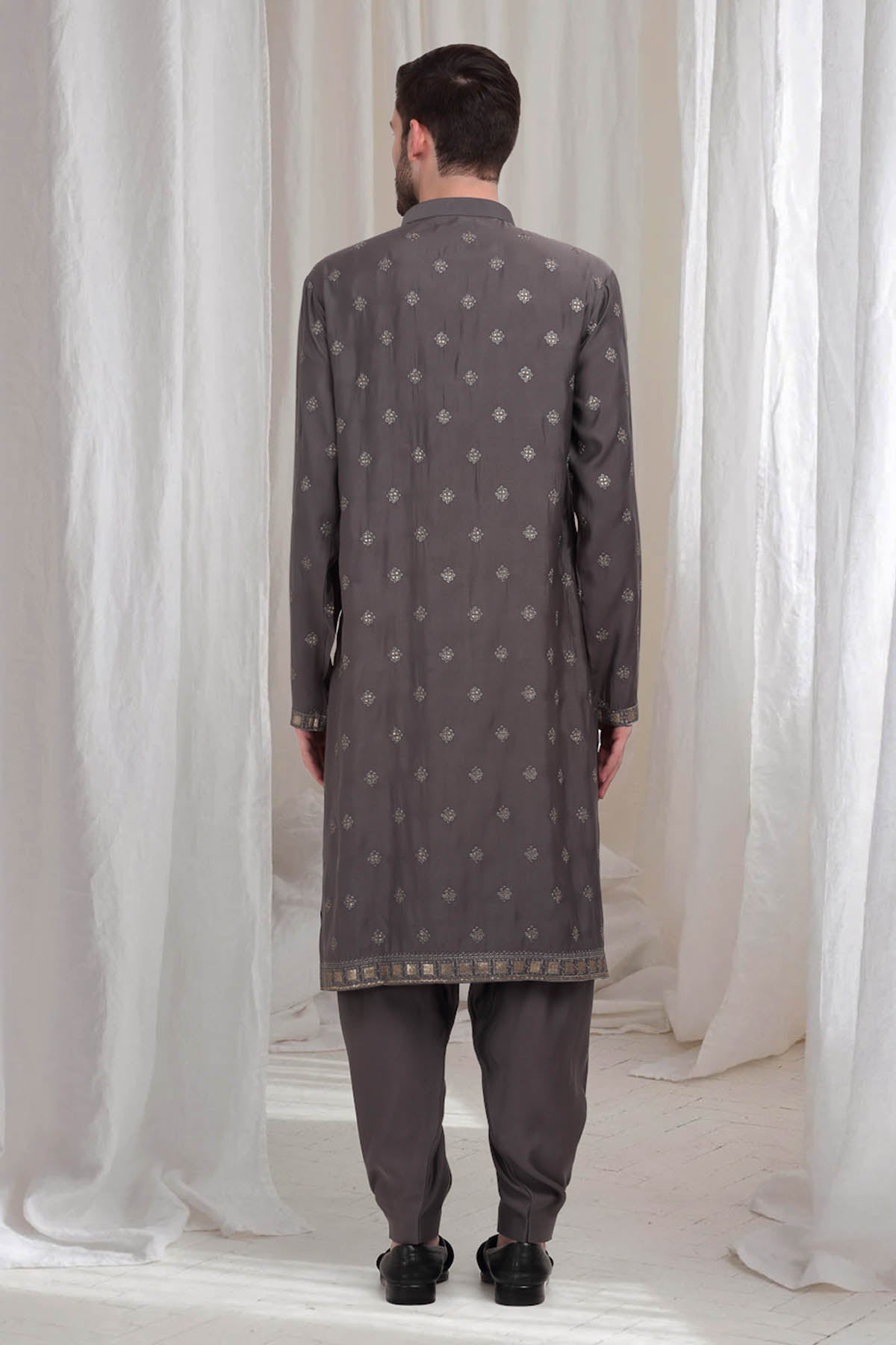 Grey Cotton Thread Kurta Set