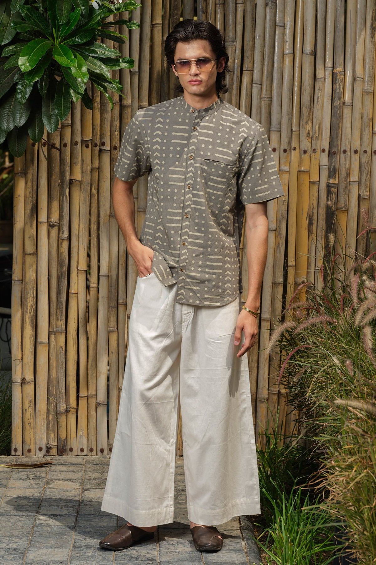 Grey Dabu Block Printed Shirt