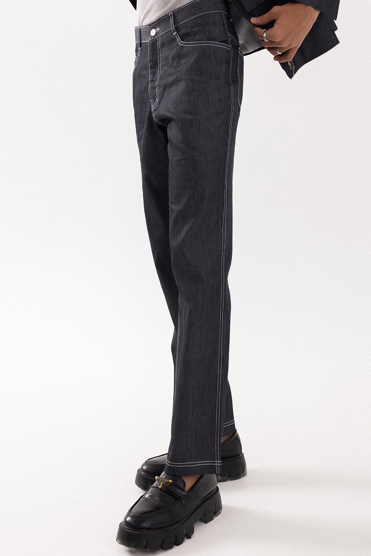 Grey Denim Classic Trouser Pant