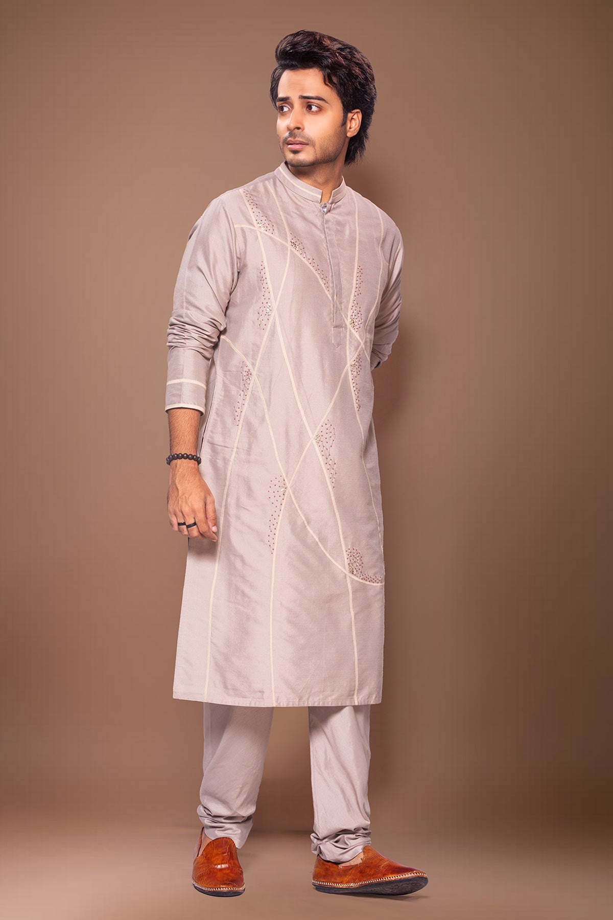 Grey Desert Lines Kurta & Pants