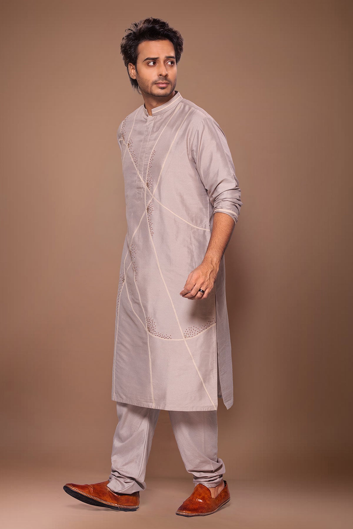 Grey Desert Lines Kurta & Pants