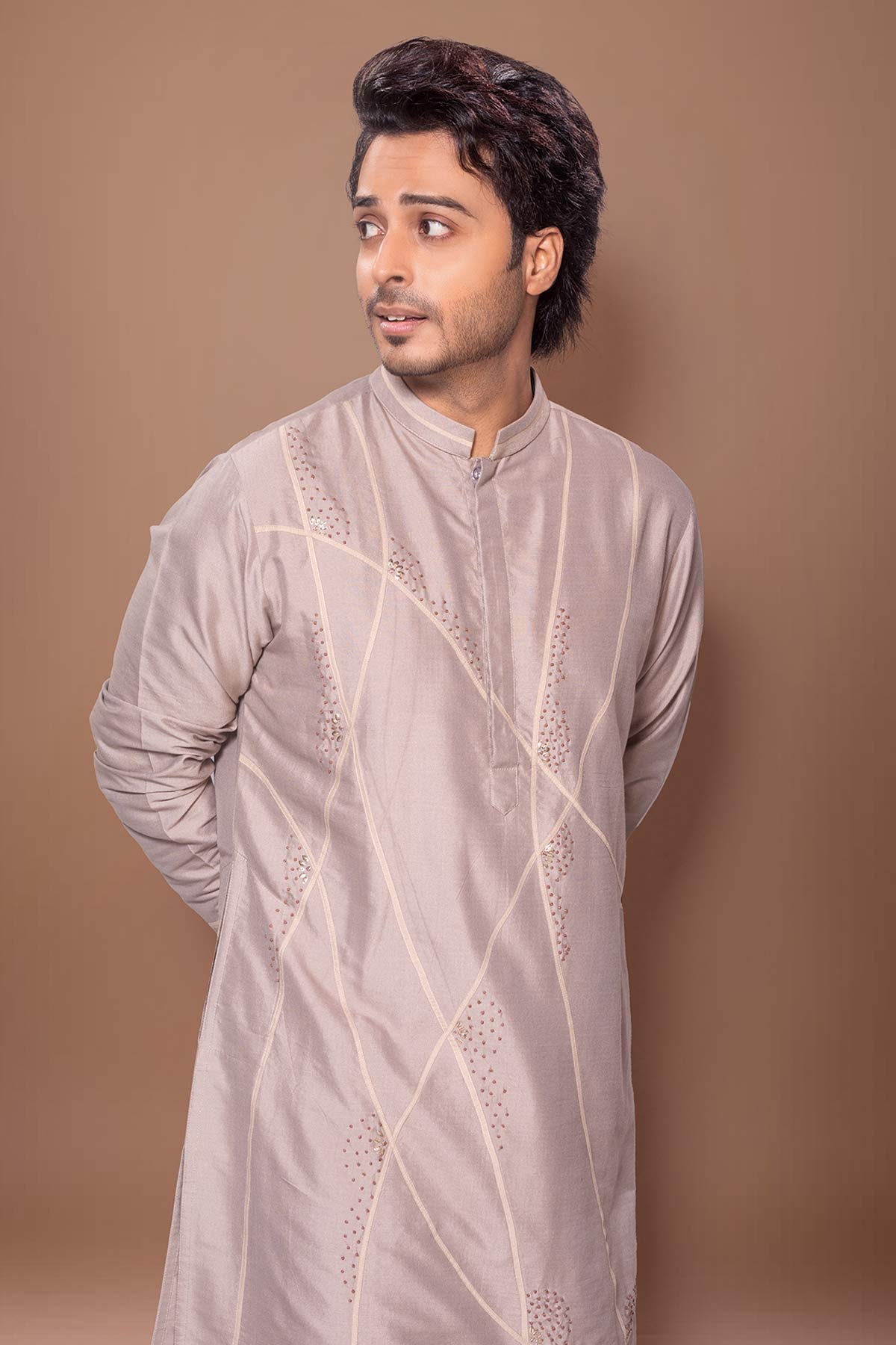 Grey Desert Lines Kurta & Pants