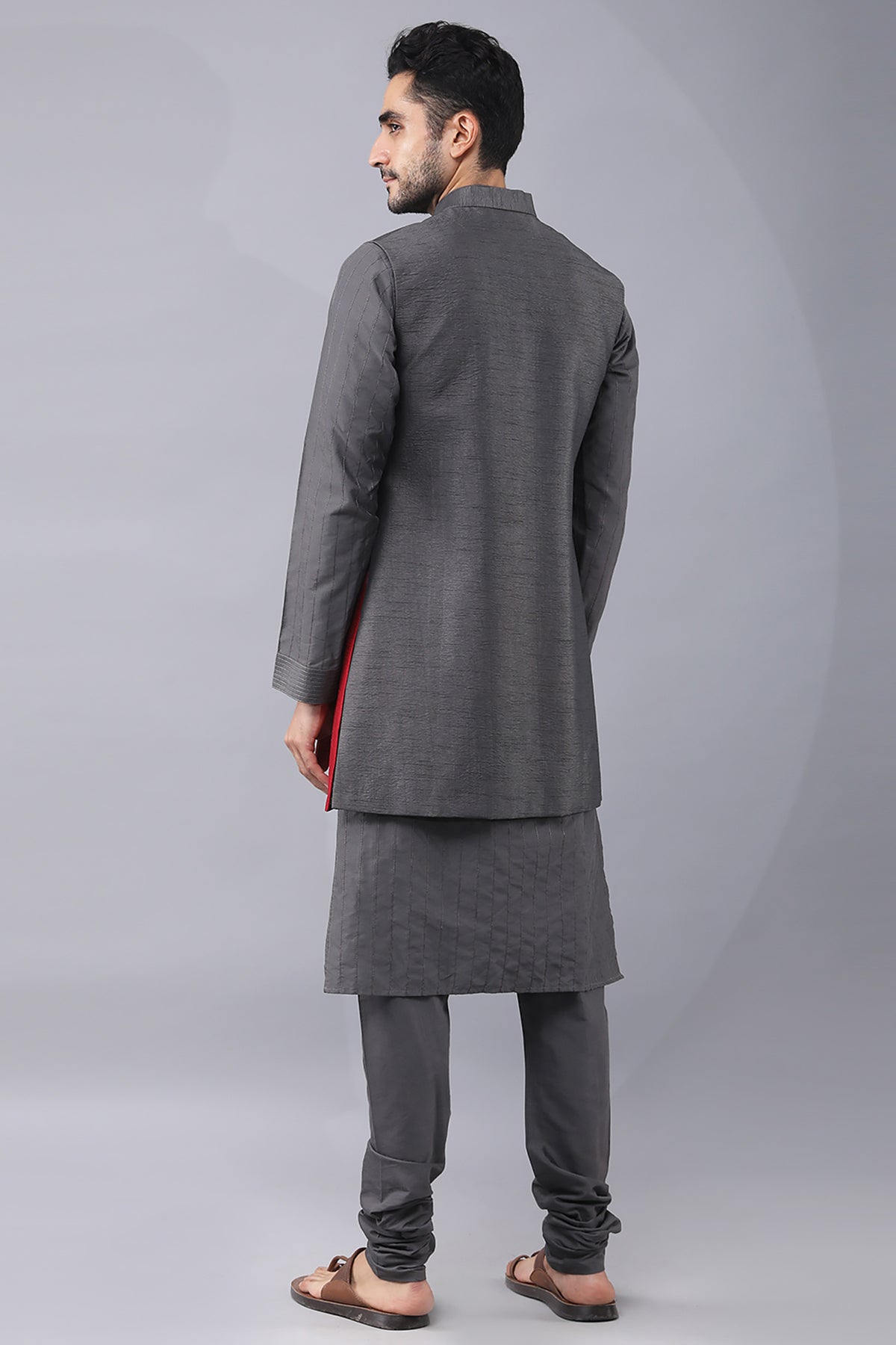 Grey Dori Embroidered Kurta Set