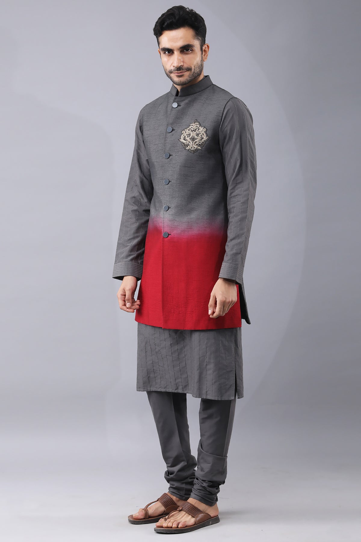 Grey Dori Embroidered Kurta Set