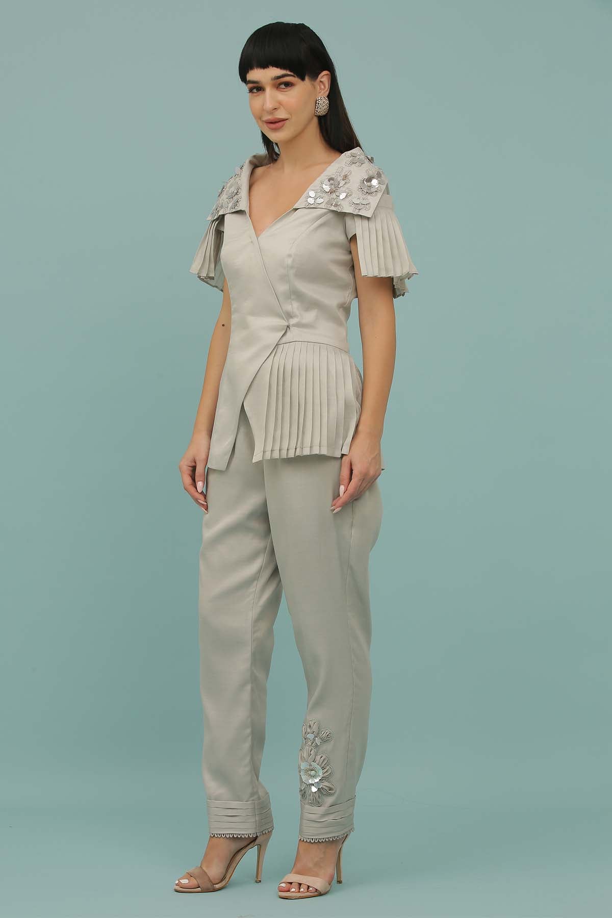 Grey Embellished Co-ord Set