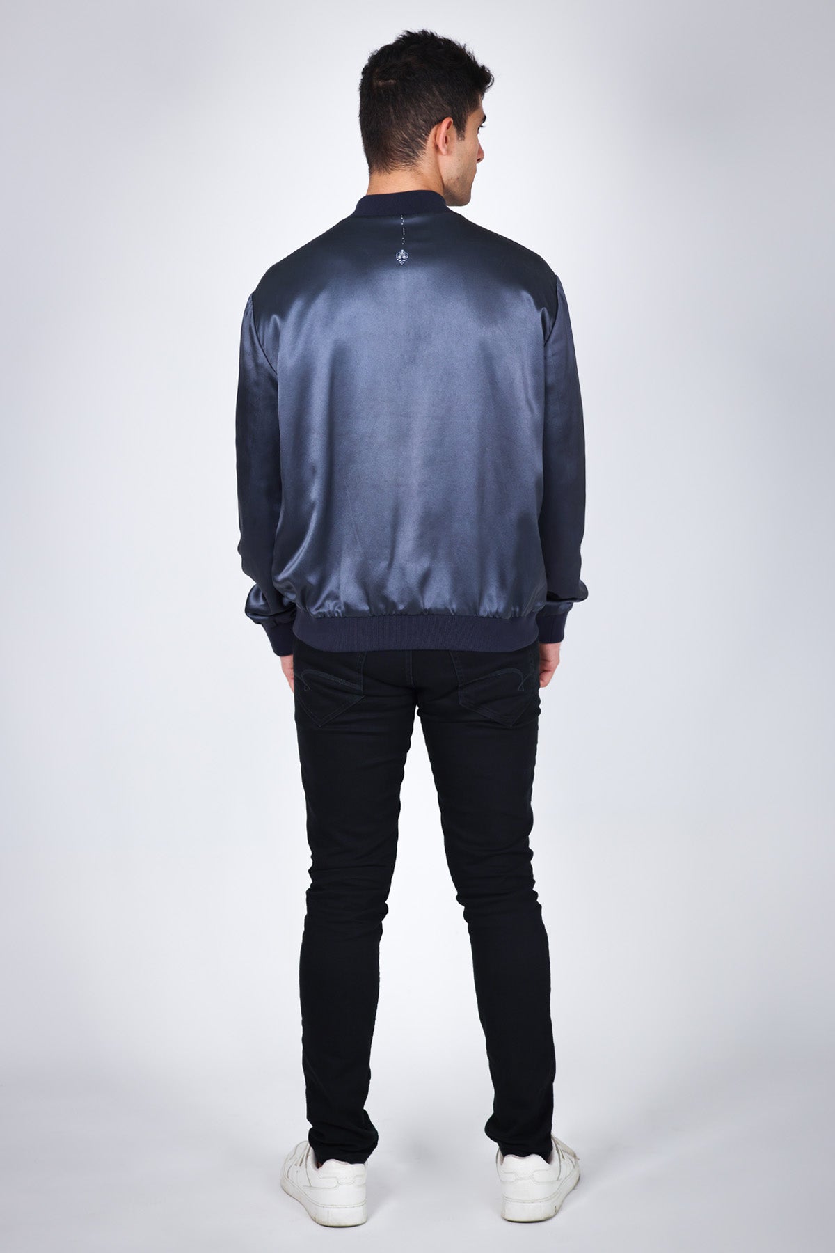 Grey Embroidered Bomber Jacket