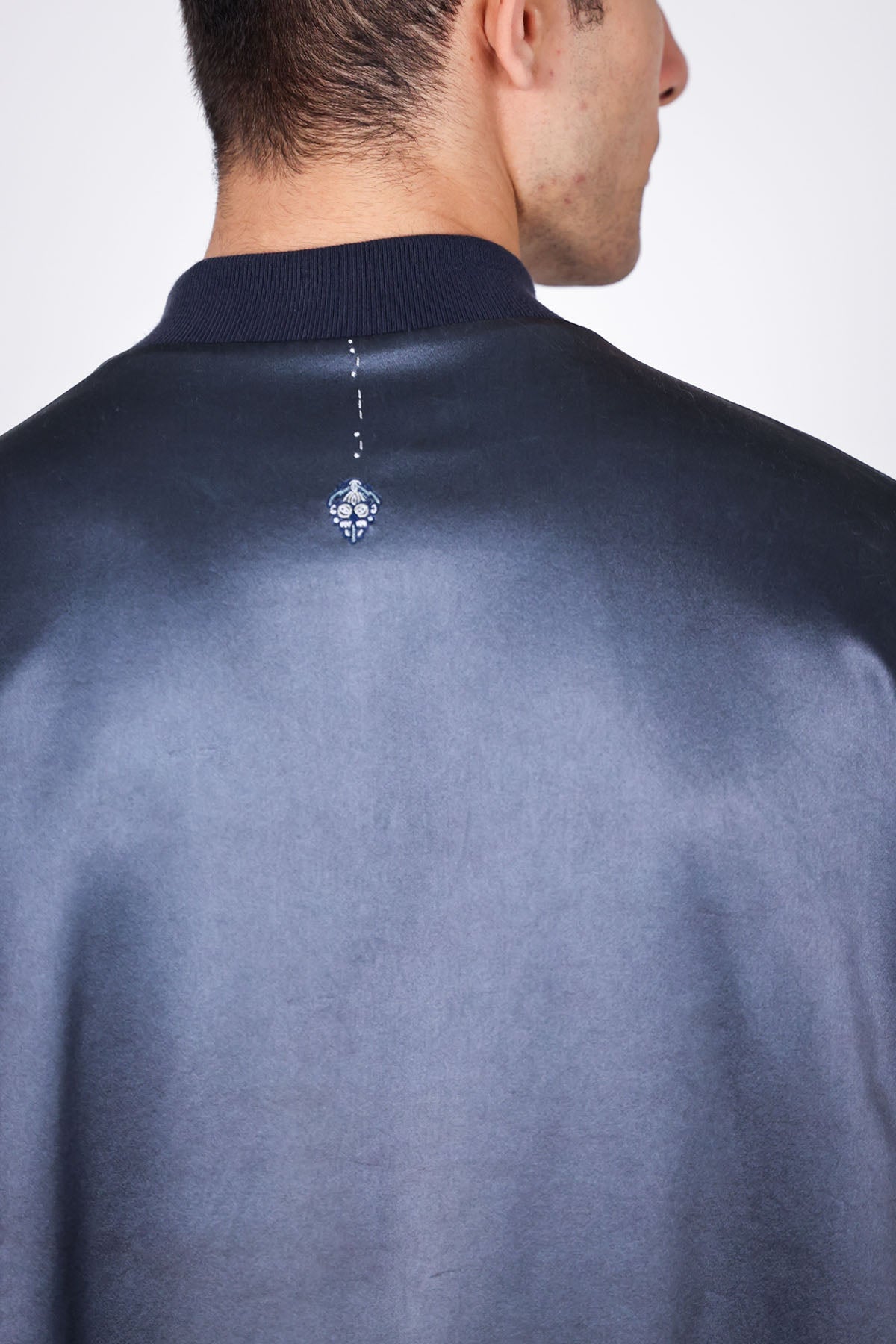 Grey Embroidered Bomber Jacket